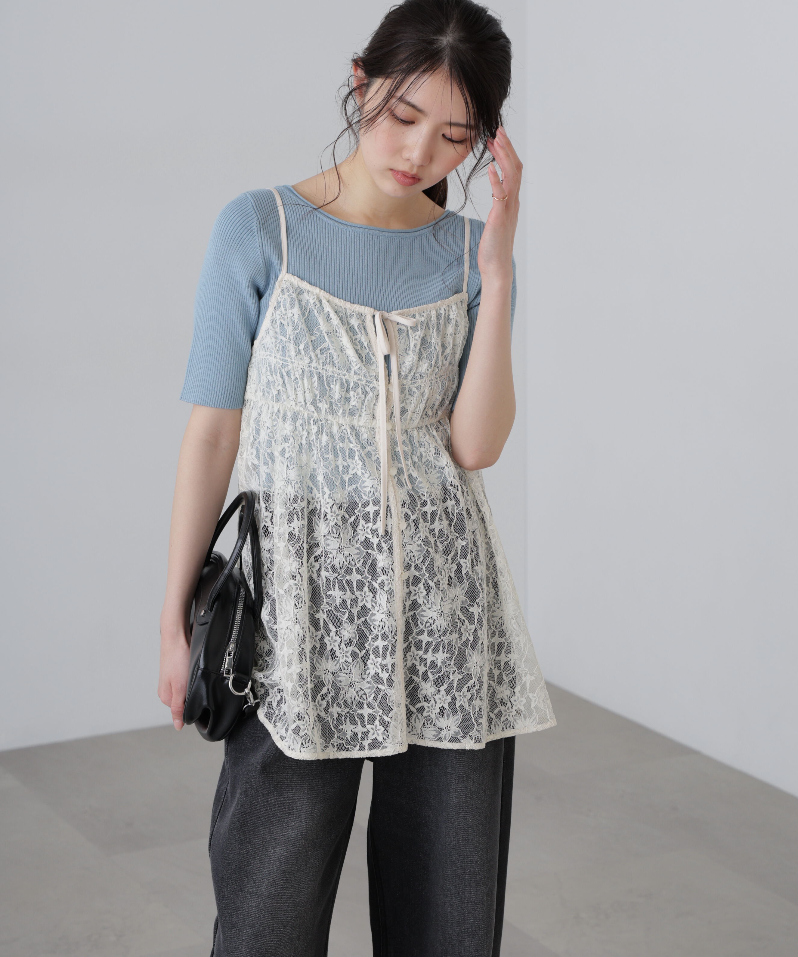  「〈洗える〉マシンウォッシャブル前後２ＷＡＹ５分袖ニット」|ニット・セーター|