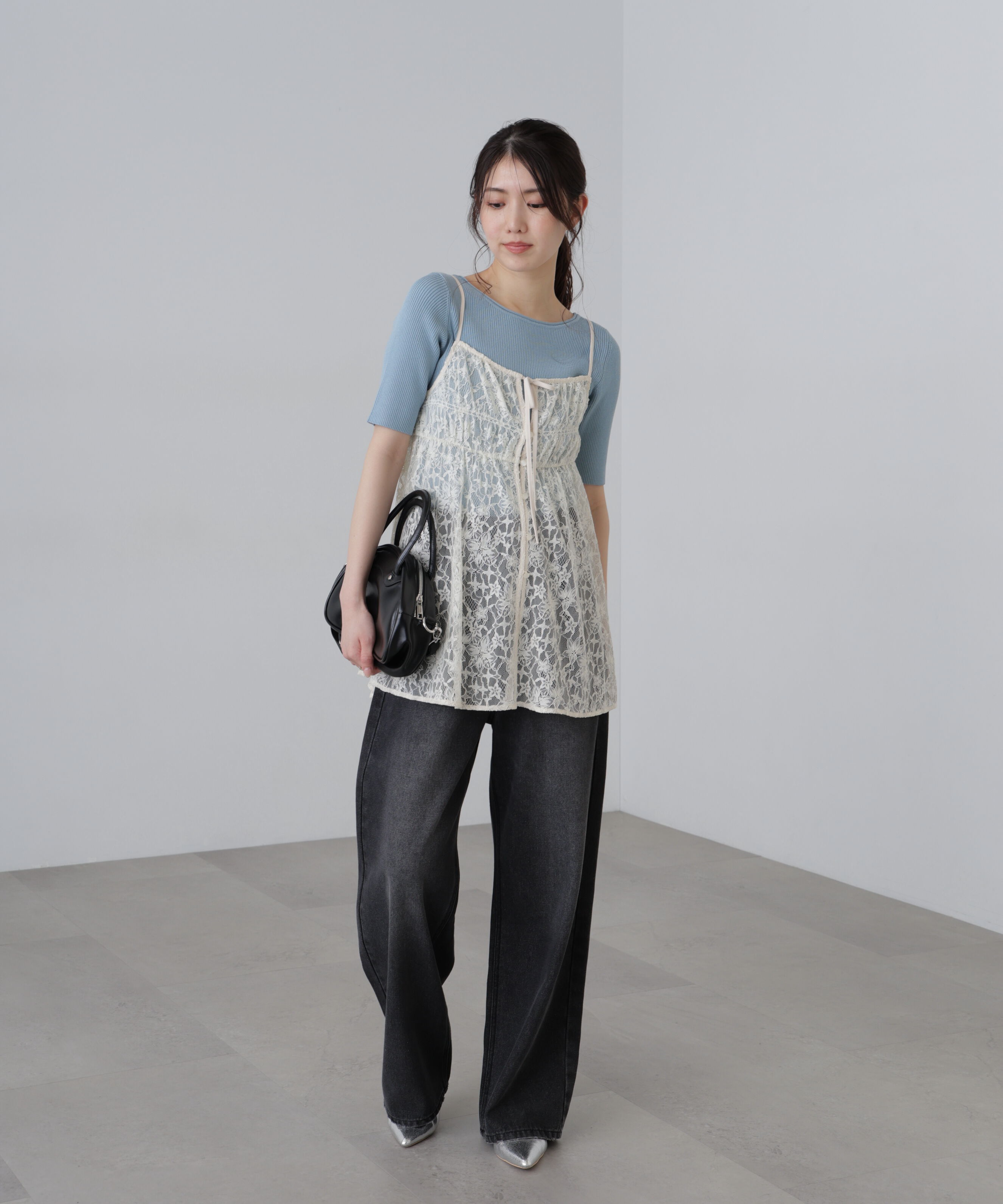  「〈洗える〉マシンウォッシャブル前後２ＷＡＹ５分袖ニット」|ニット・セーター|