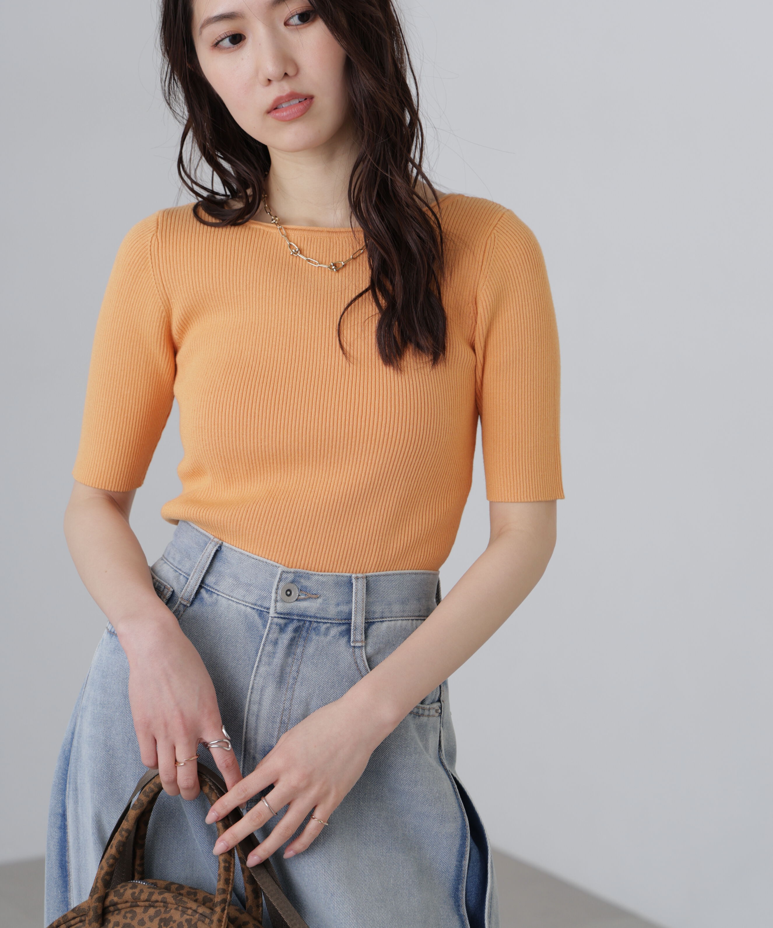  「〈洗える〉マシンウォッシャブル前後２ＷＡＹ５分袖ニット」|ニット・セーター|