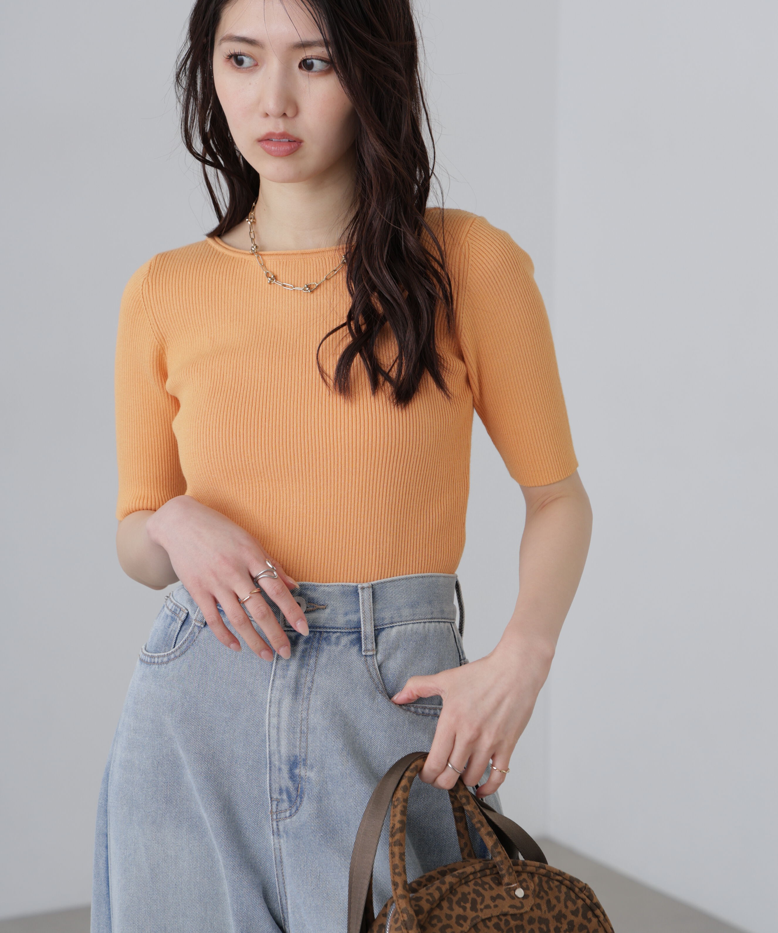  「〈洗える〉マシンウォッシャブル前後２ＷＡＹ５分袖ニット」|ニット・セーター|