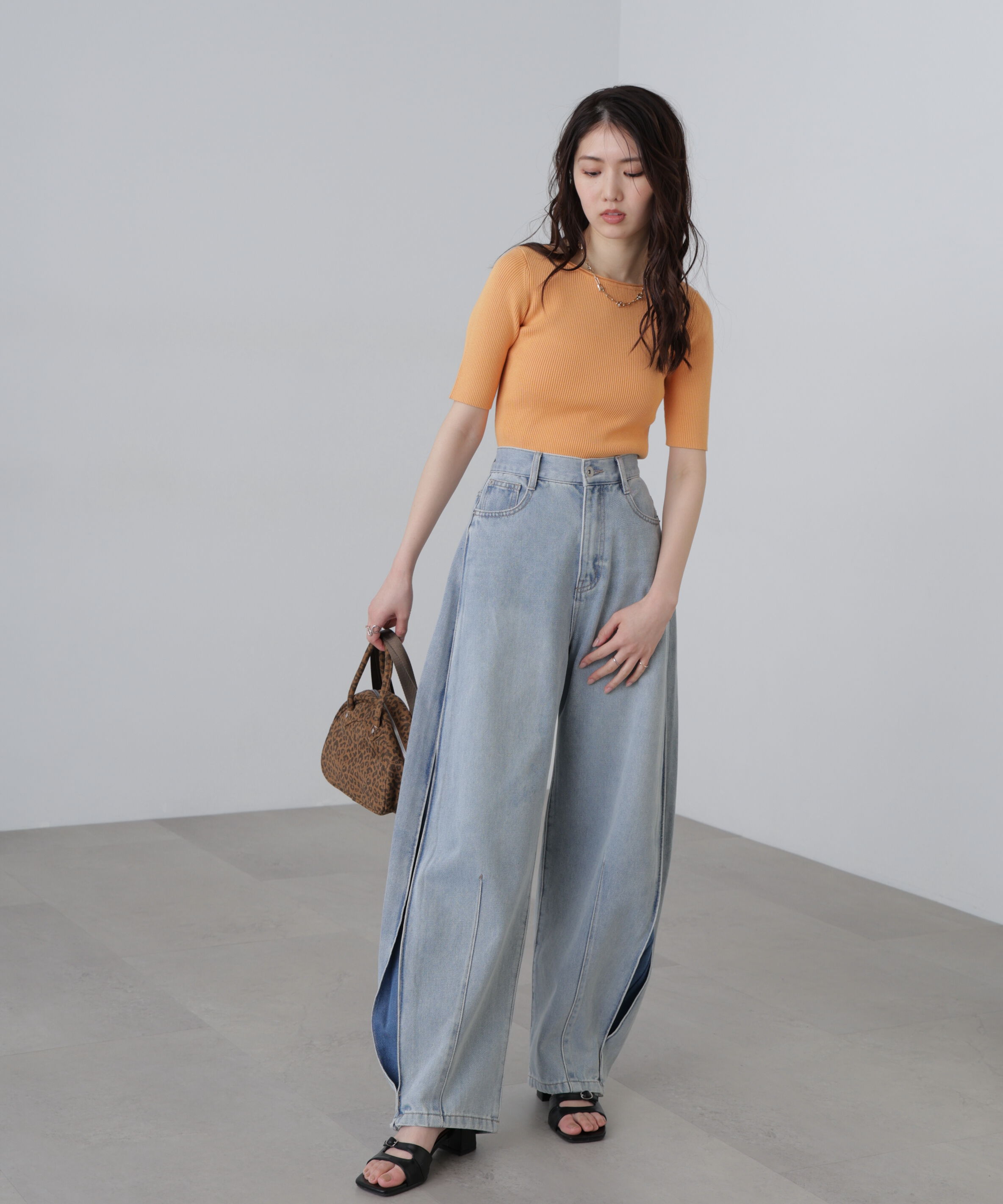  「〈洗える〉マシンウォッシャブル前後２ＷＡＹ５分袖ニット」|ニット・セーター|