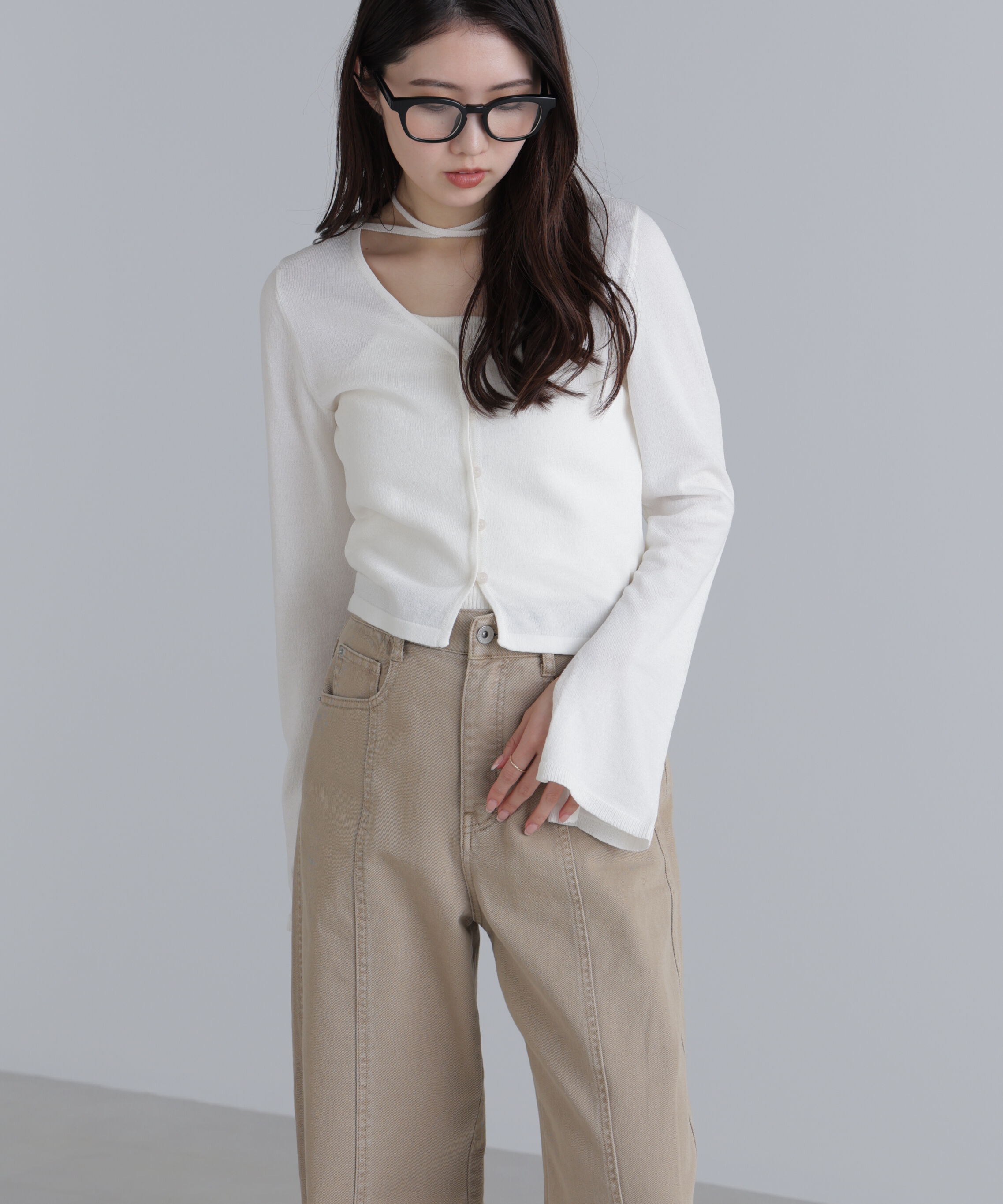  「キャミレイヤードニットカーディガン２」|ニット・セーター|