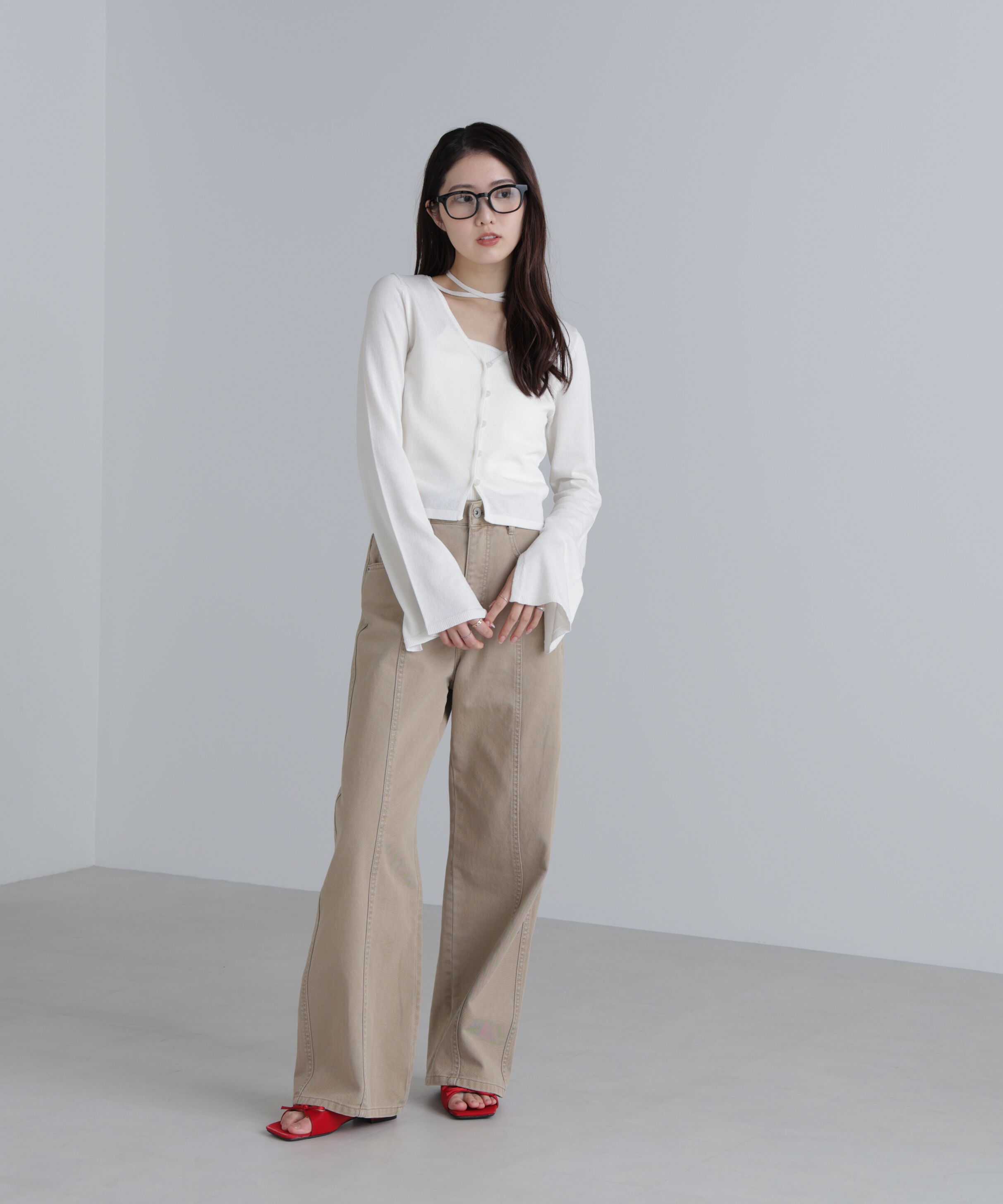  「キャミレイヤードニットカーディガン２」|ニット・セーター|