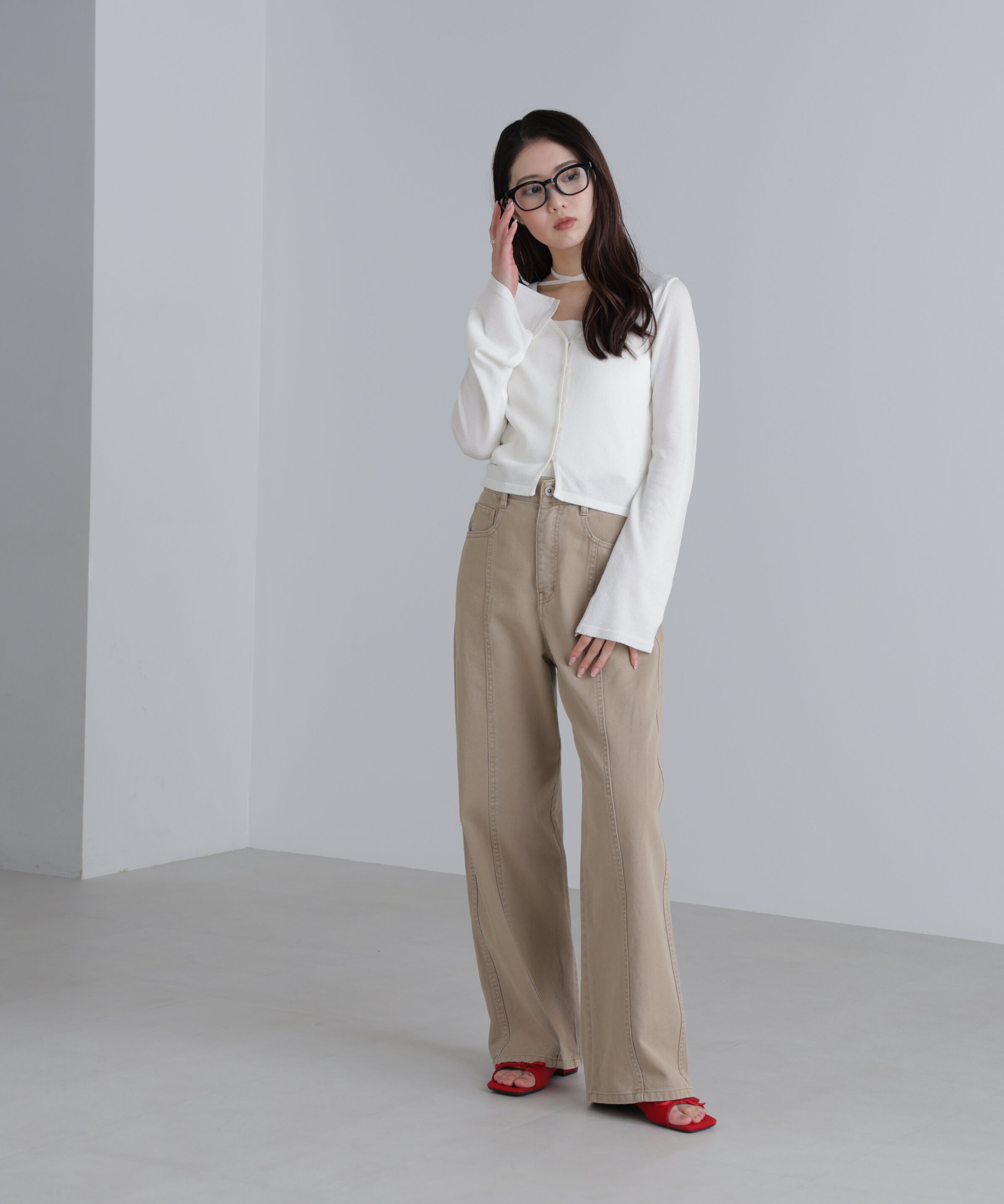  「キャミレイヤードニットカーディガン２」|ニット・セーター|