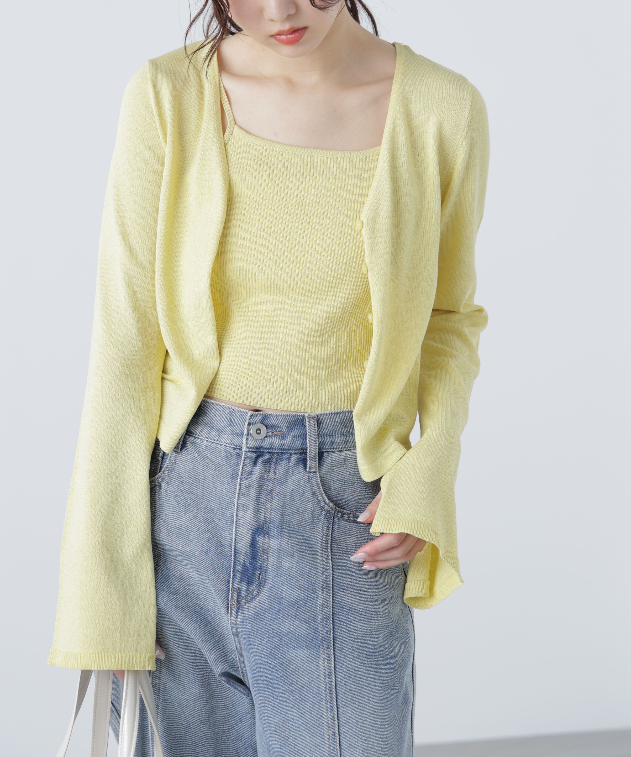  「キャミレイヤードニットカーディガン２」|ニット・セーター|