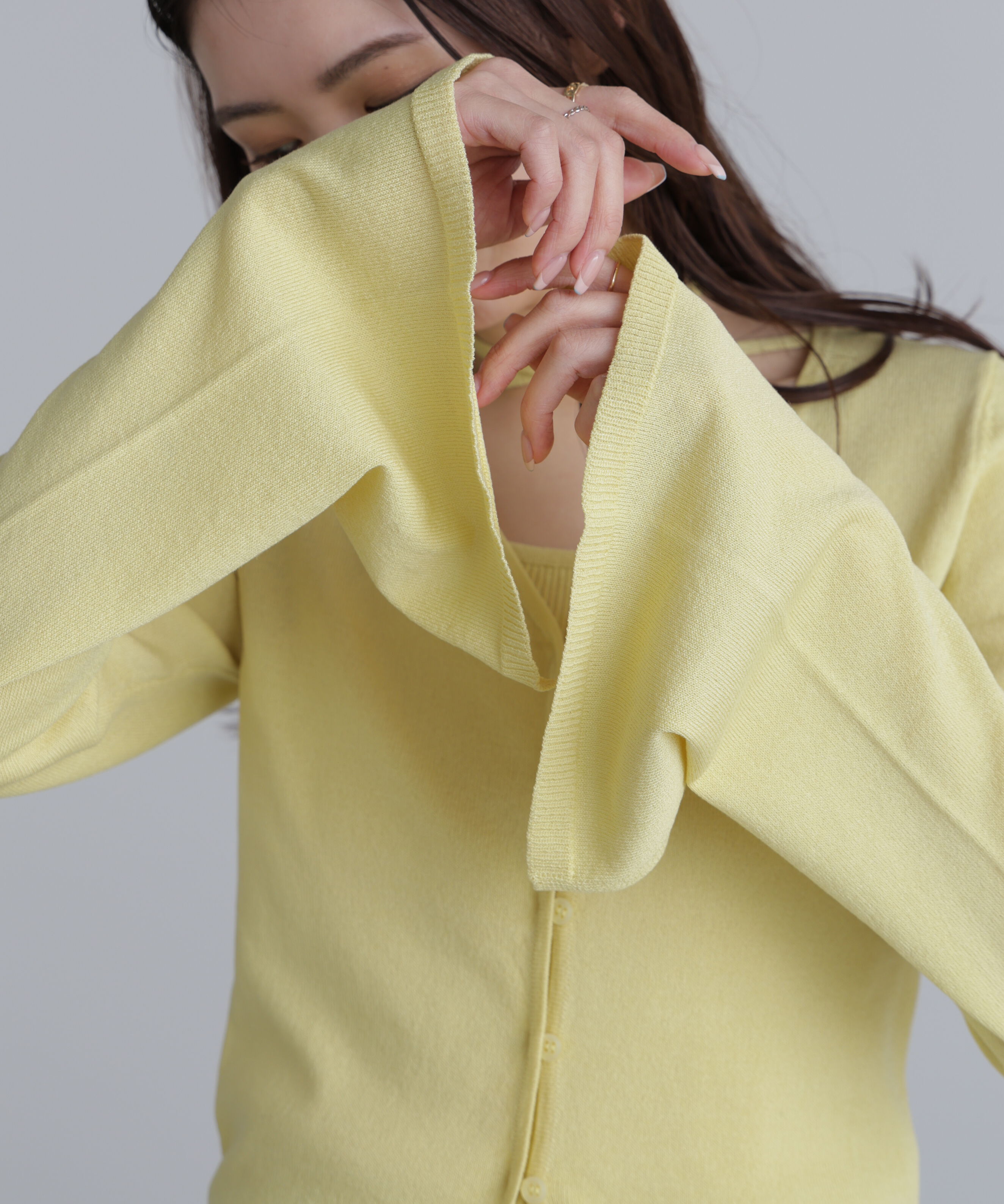  「キャミレイヤードニットカーディガン２」|ニット・セーター|