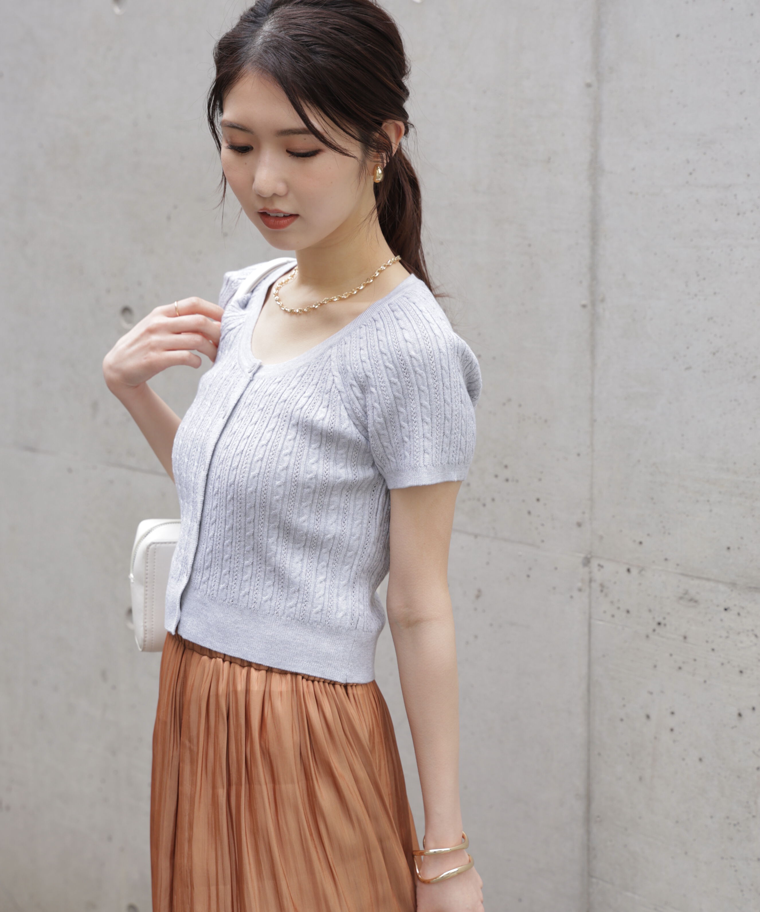  「ミニケーブルショートカーディガン」|ニット・セーター|