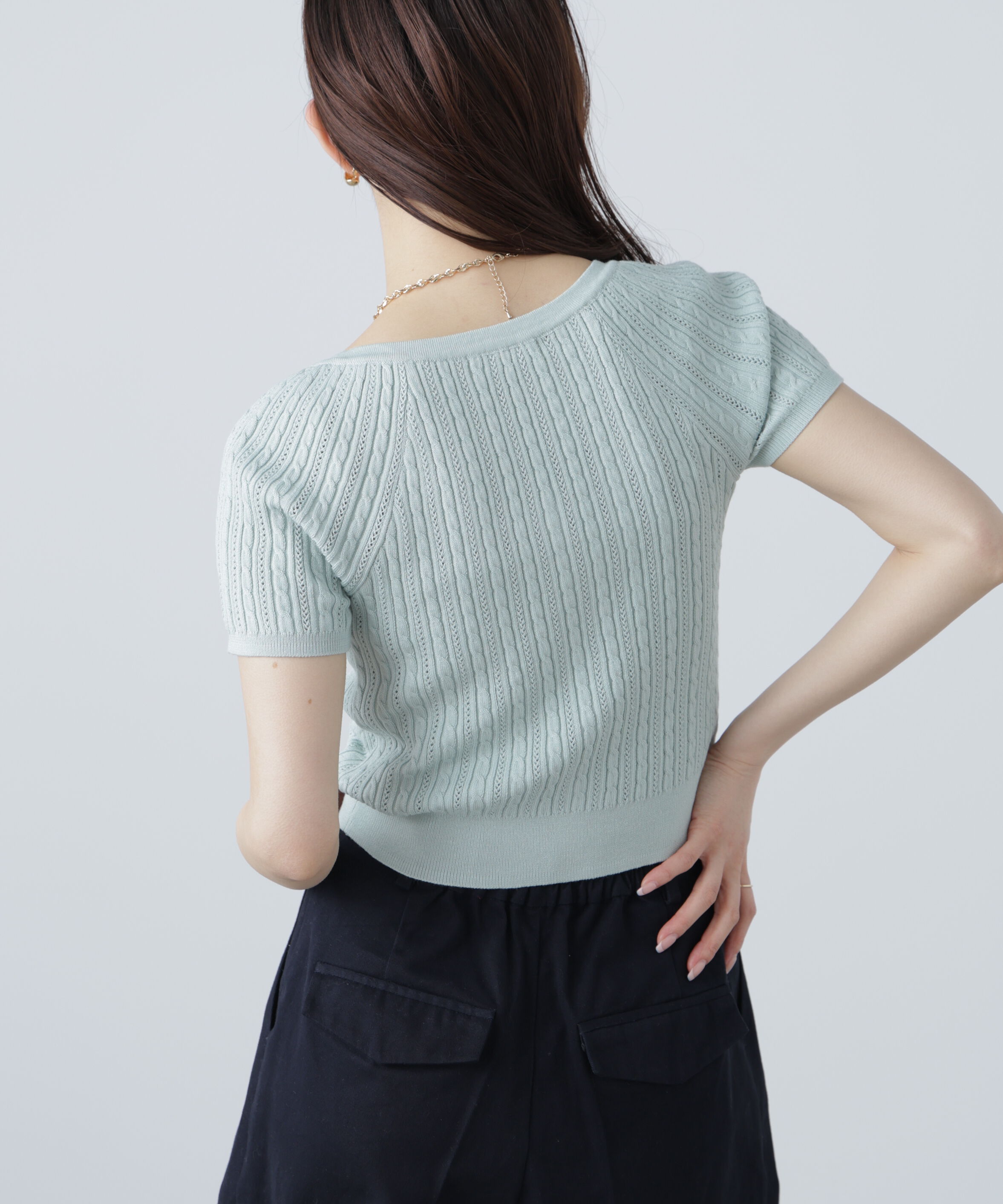  「ミニケーブルショートカーディガン」|ニット・セーター|