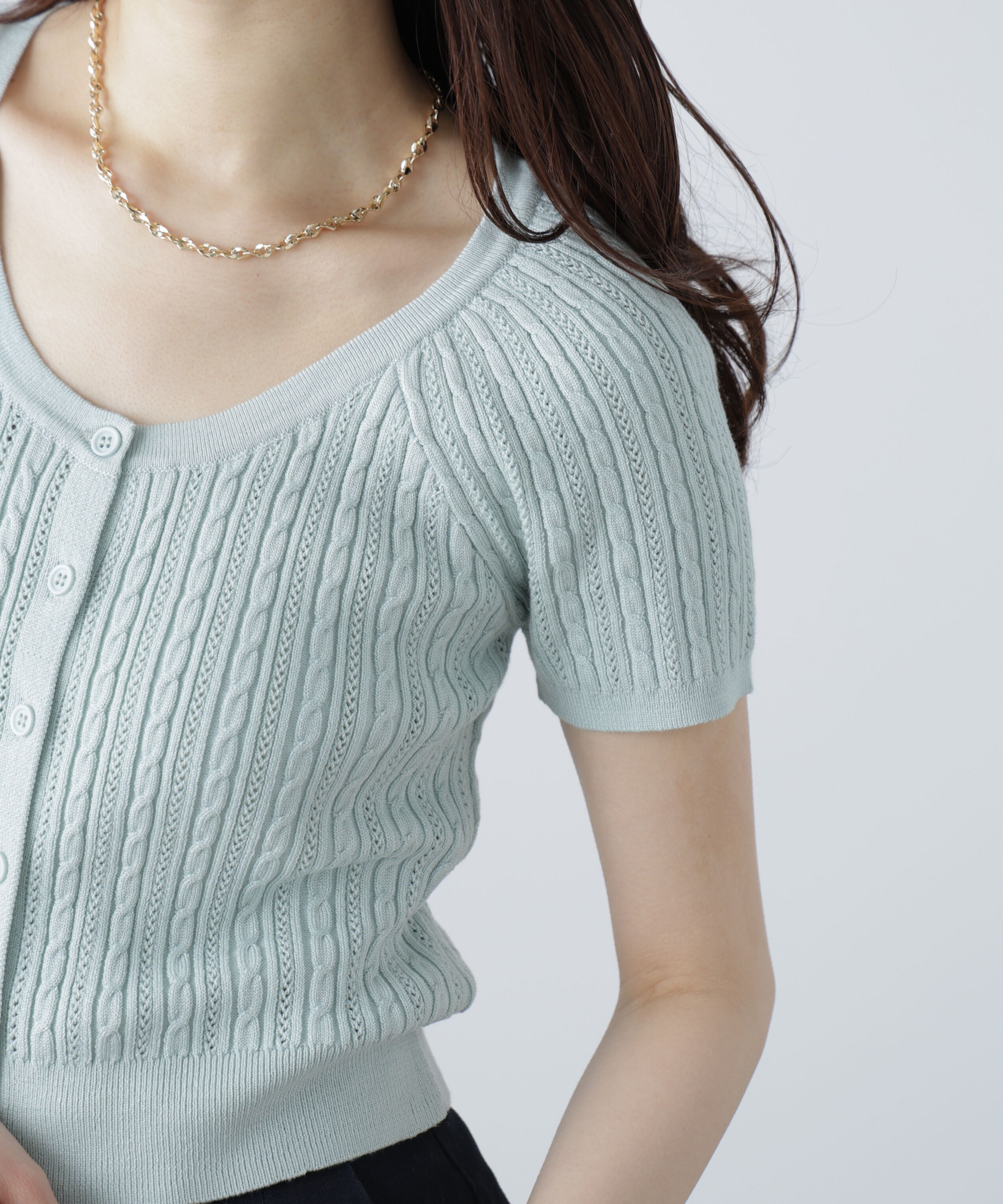  「ミニケーブルショートカーディガン」|ニット・セーター|