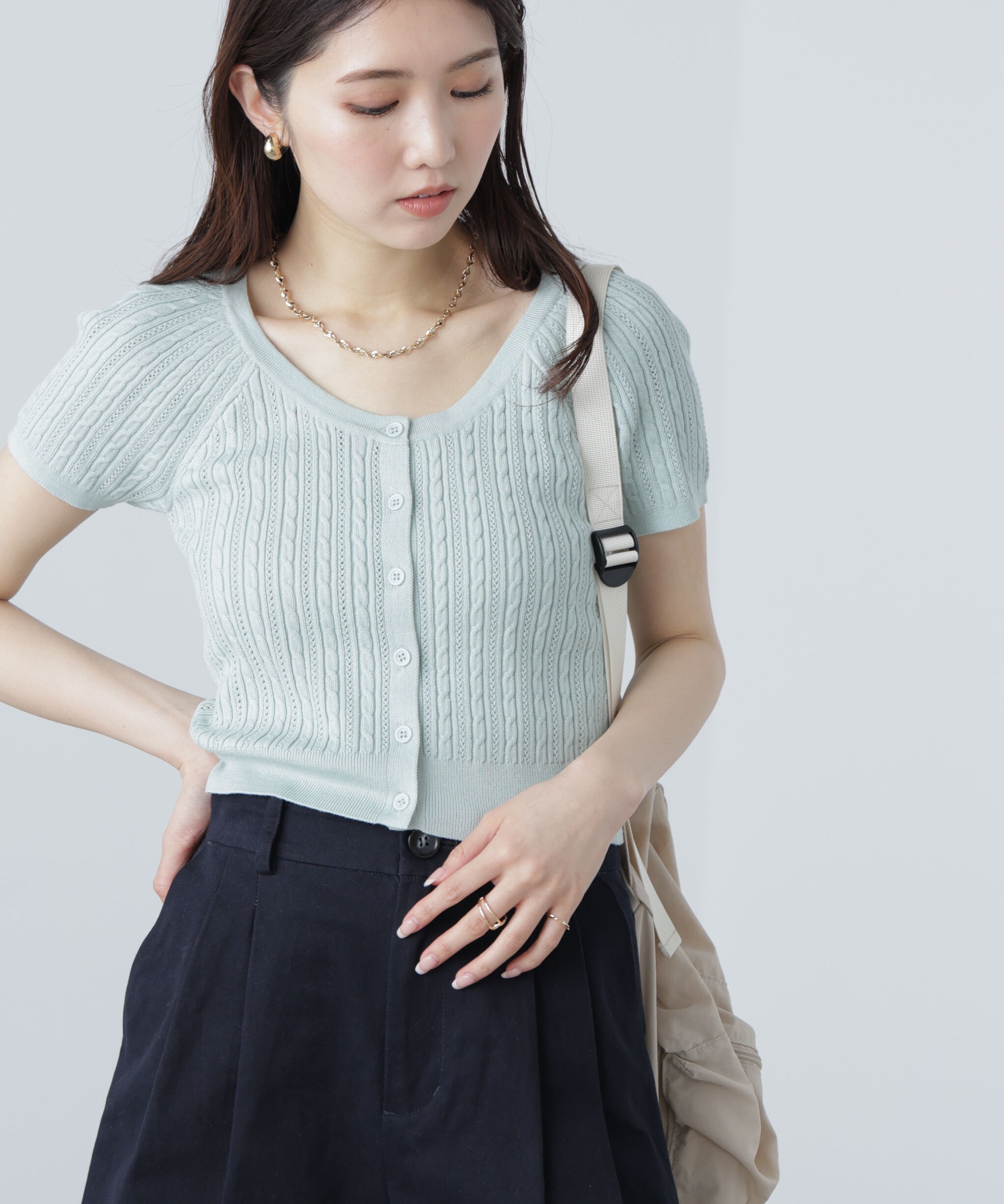  「ミニケーブルショートカーディガン」|ニット・セーター|