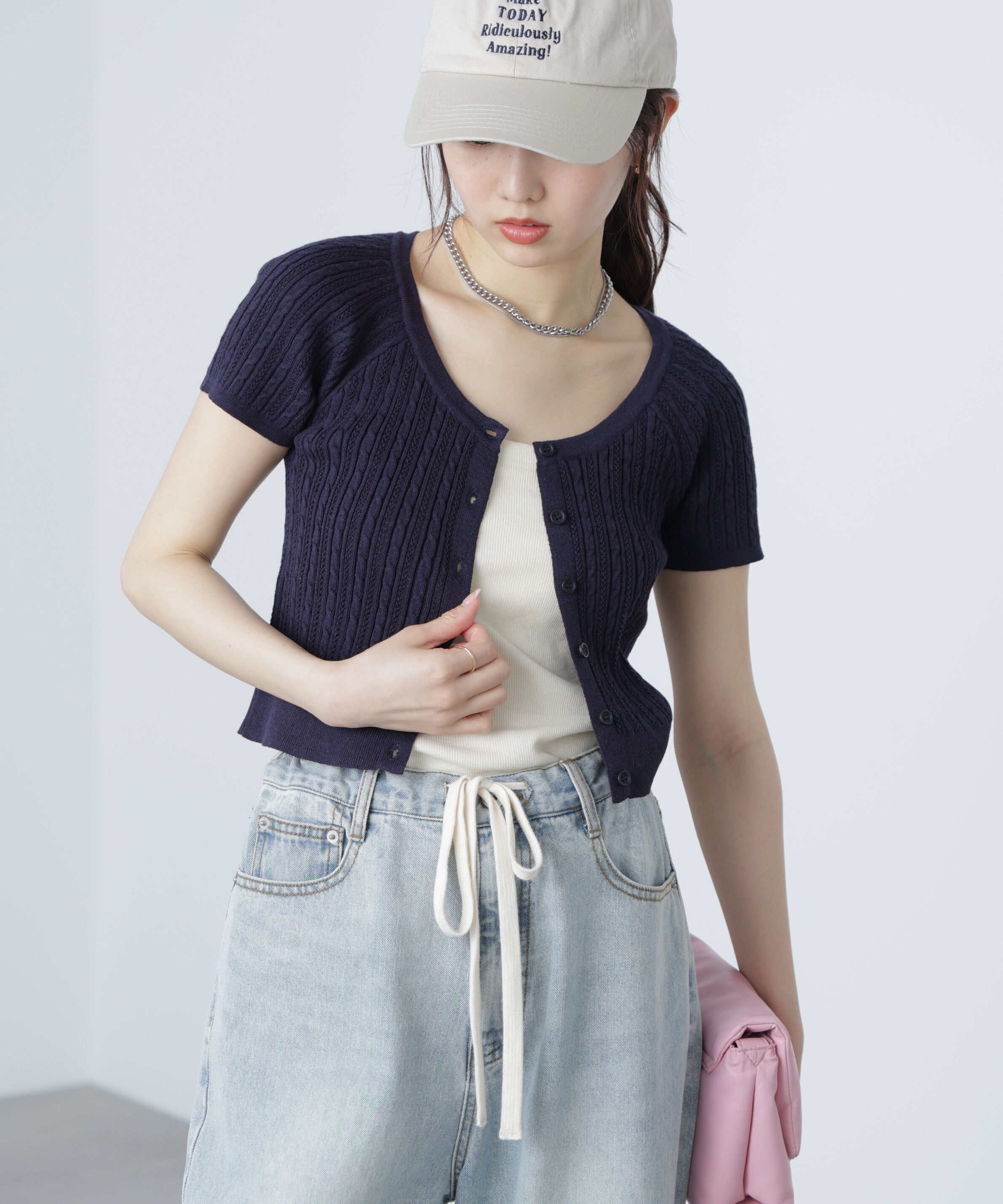  「ミニケーブルショートカーディガン」|ニット・セーター|