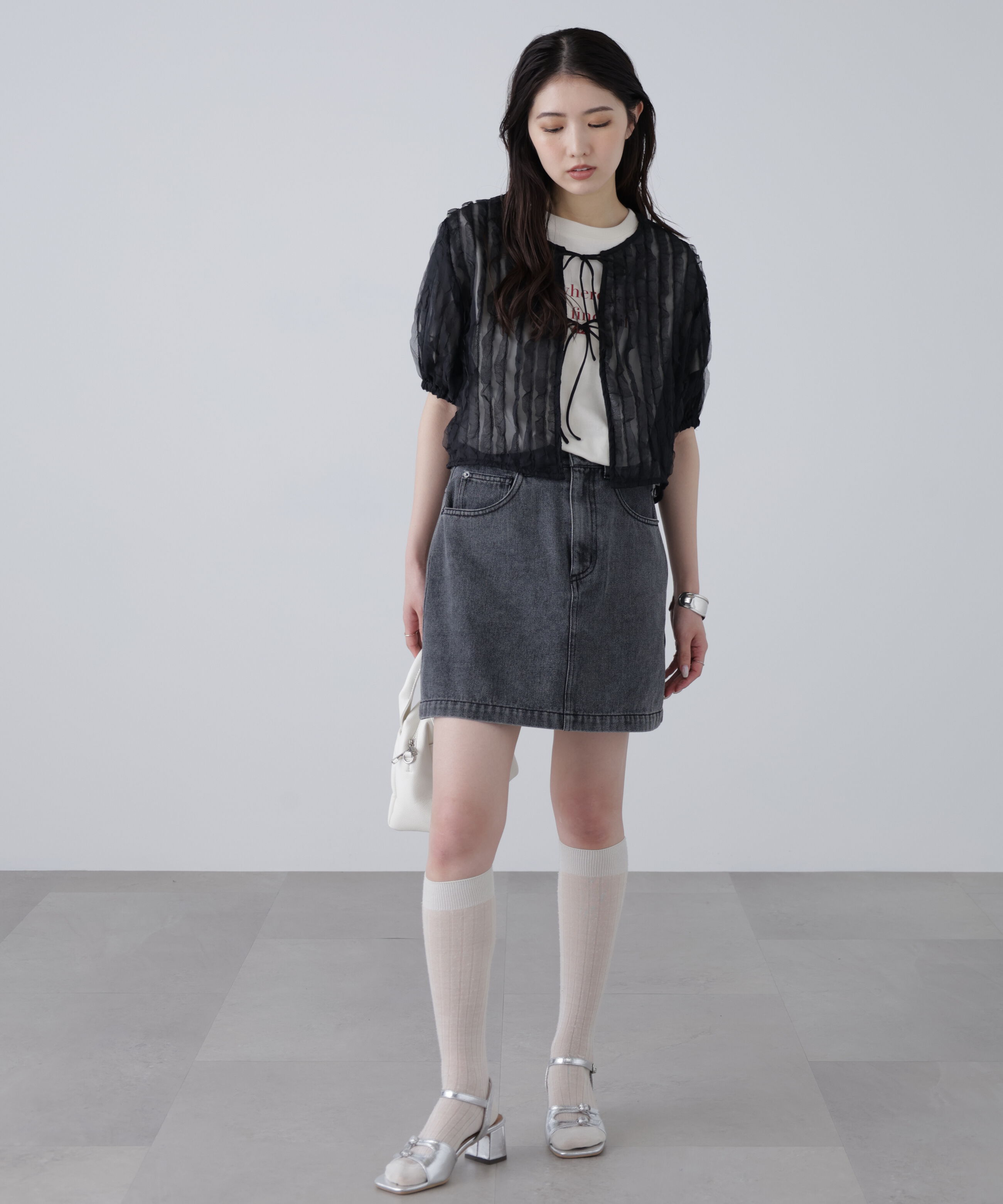  「シアーフリルフロントリボンブラウス」|シャツ・ブラウス|