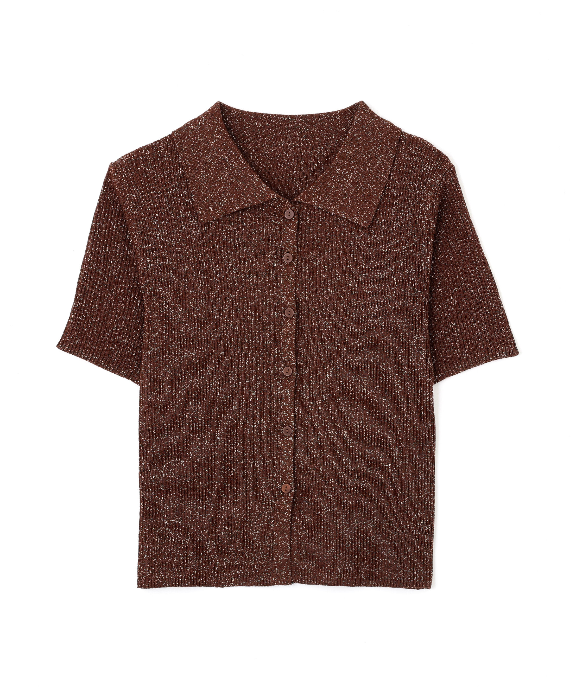  「衿付きラメニットカーディガン」|ニット・セーター|