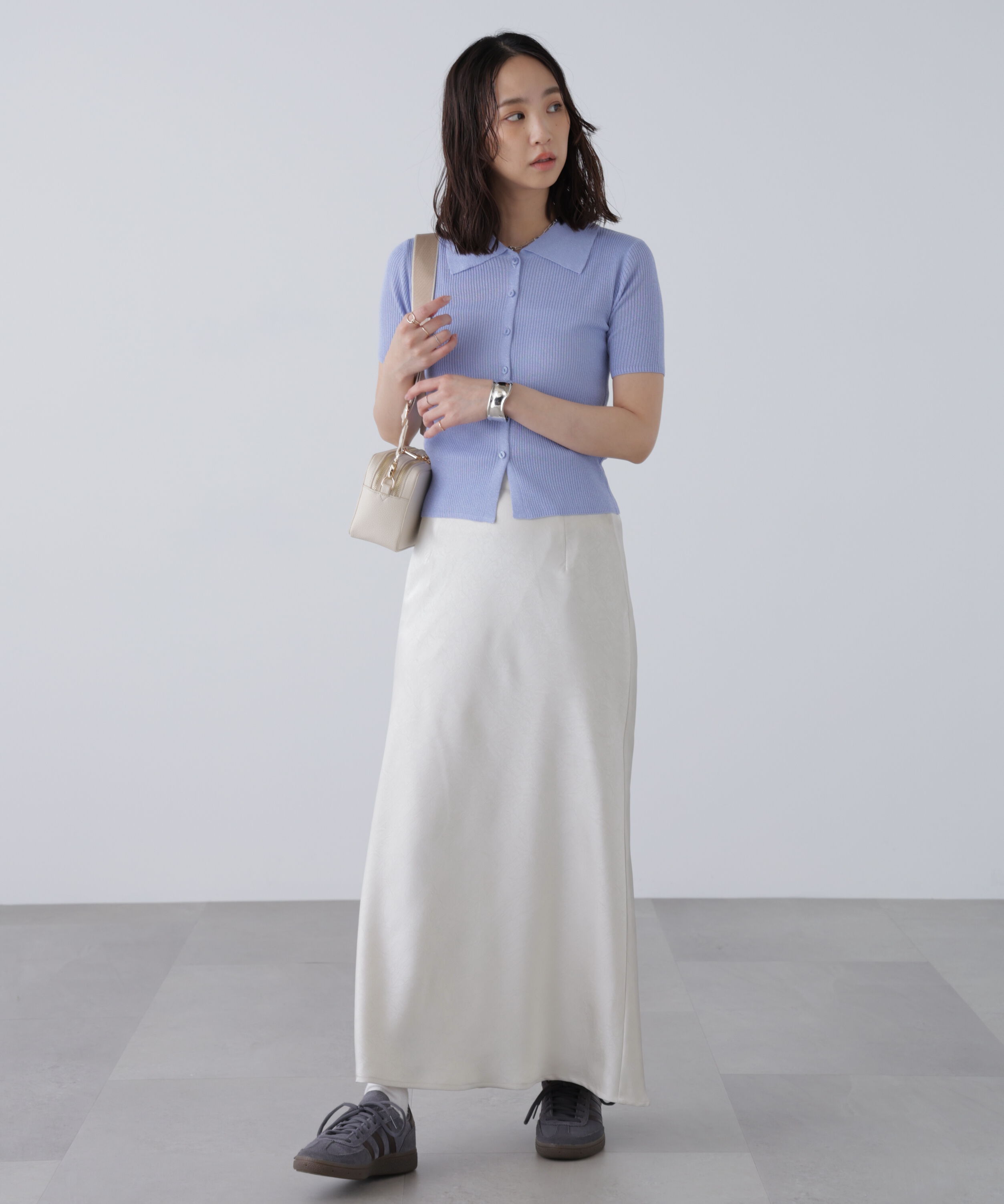  「衿付きラメニットカーディガン」|ニット・セーター|