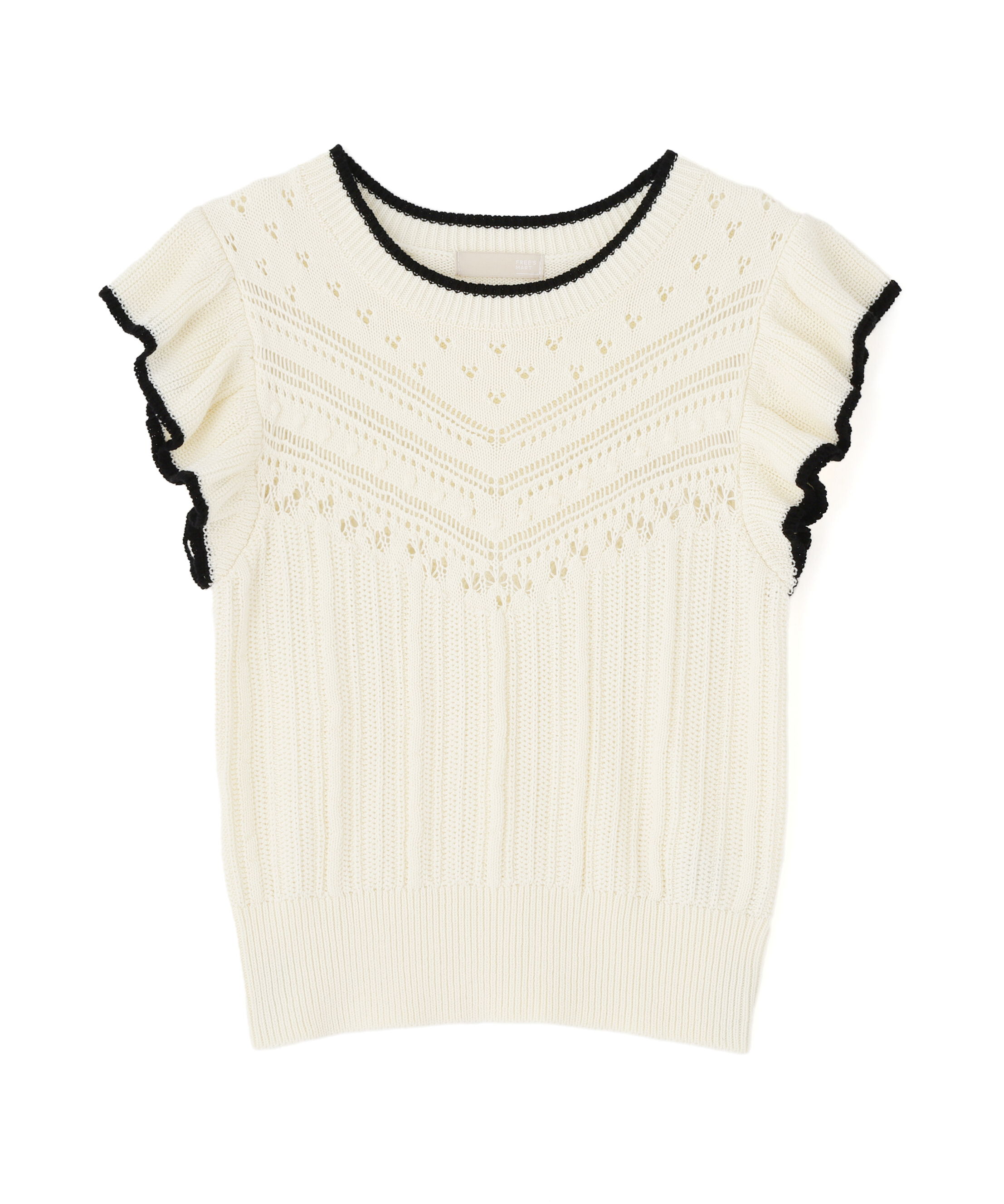  「肩フリル編地切り替えニット」|ニット・セーター|