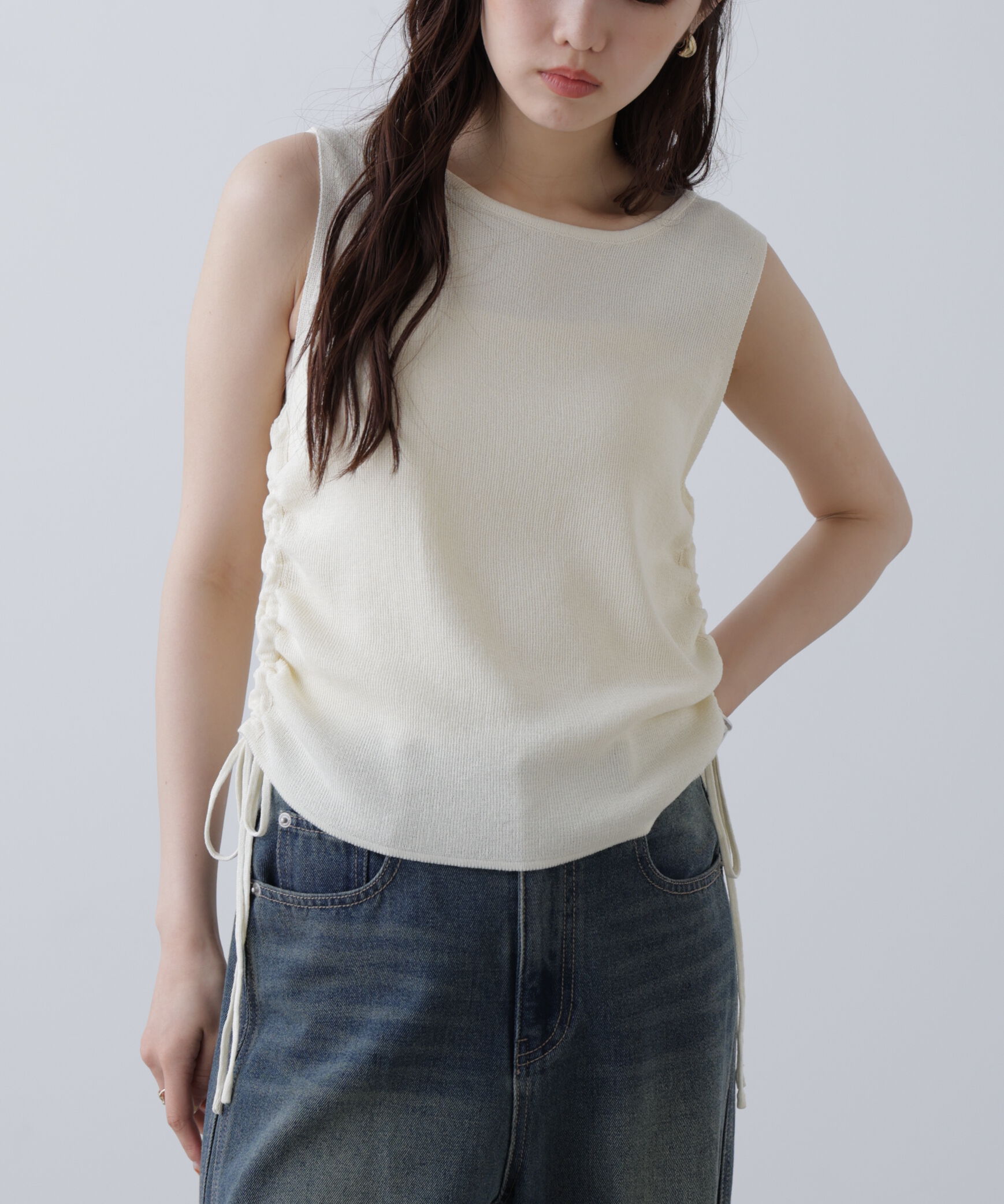  「サイドドロストノースリーブニット」|ニット・セーター|