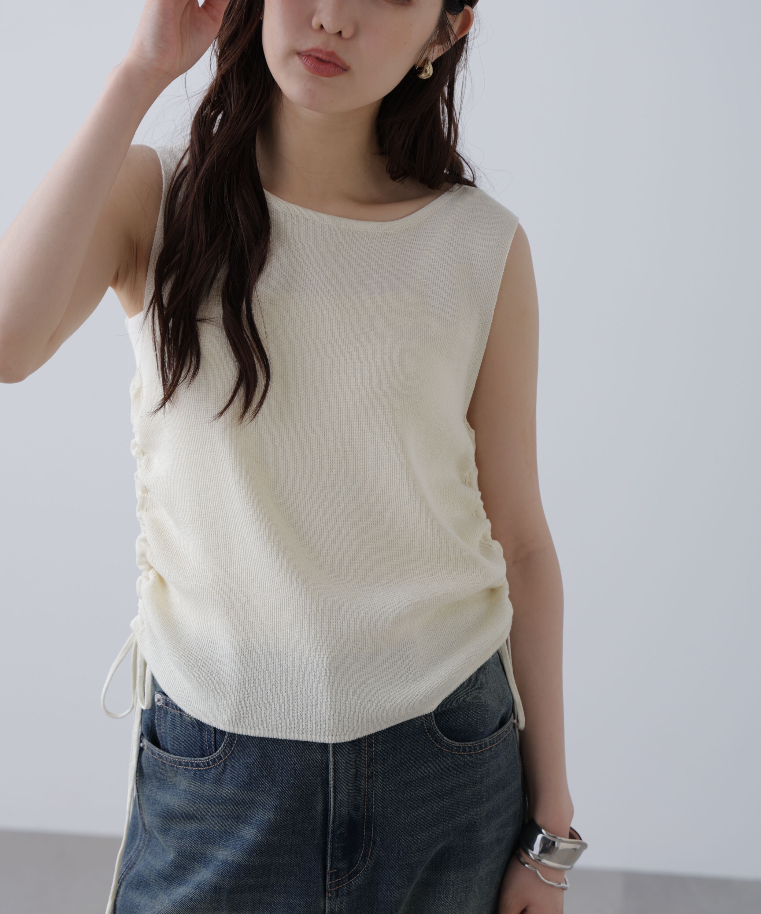  「サイドドロストノースリーブニット」|ニット・セーター|