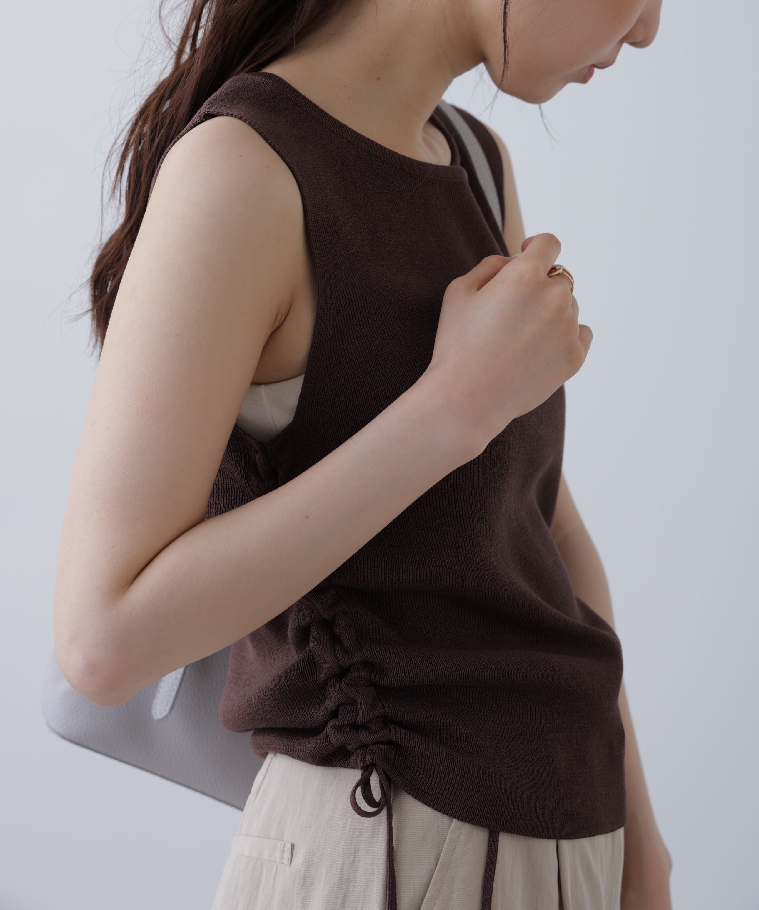  「サイドドロストノースリーブニット」|ニット・セーター|