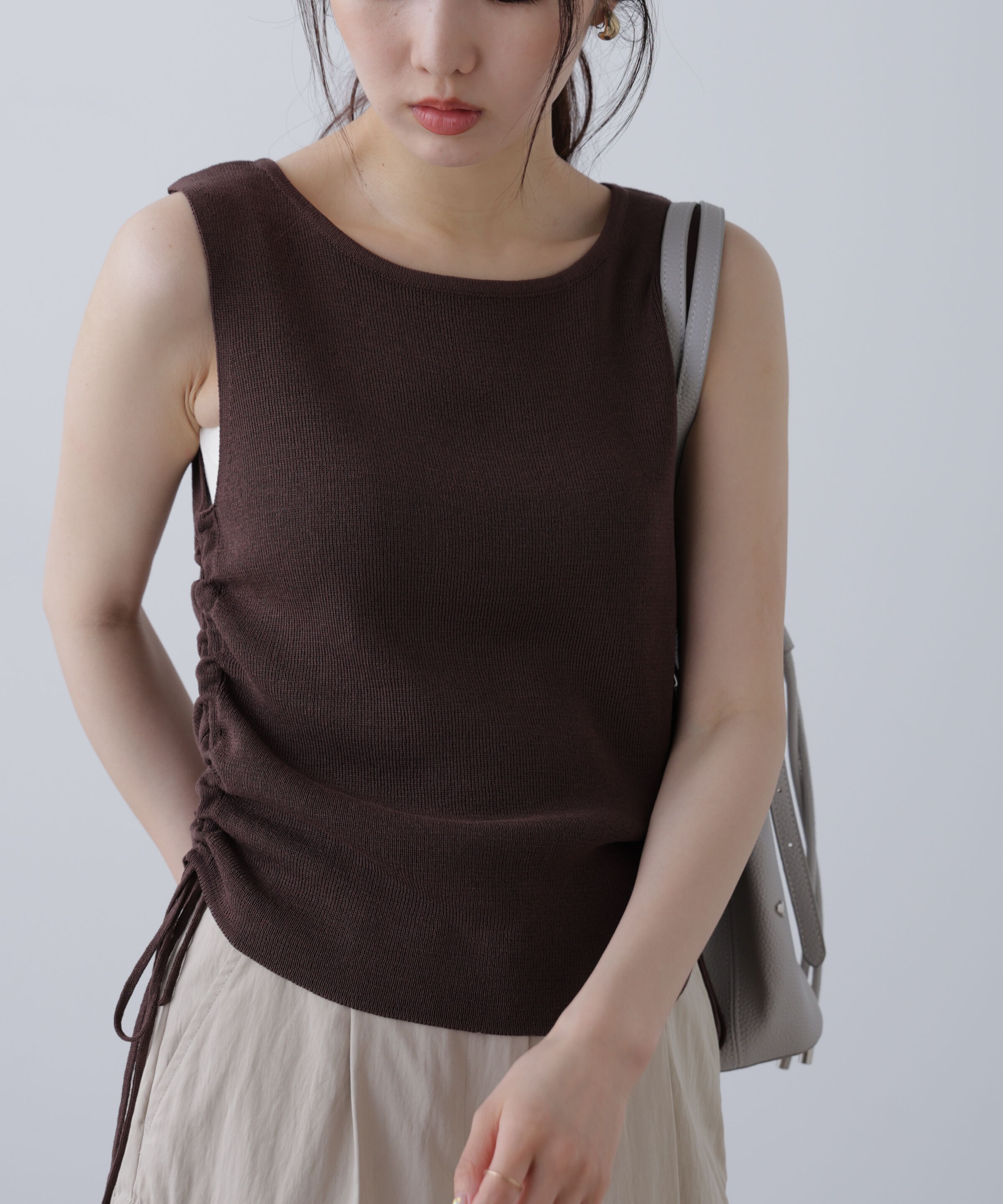  「サイドドロストノースリーブニット」|ニット・セーター|