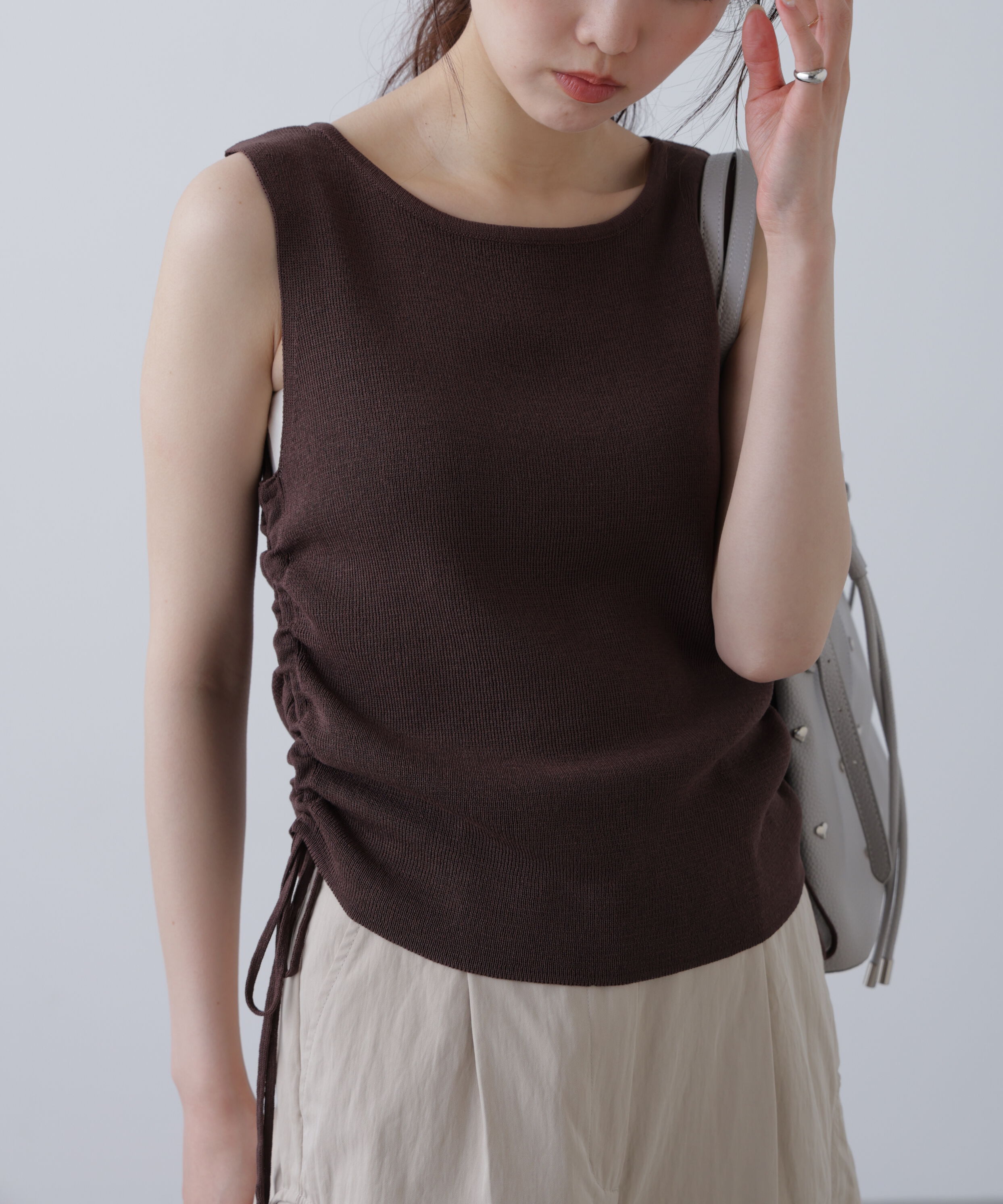  「サイドドロストノースリーブニット」|ニット・セーター|