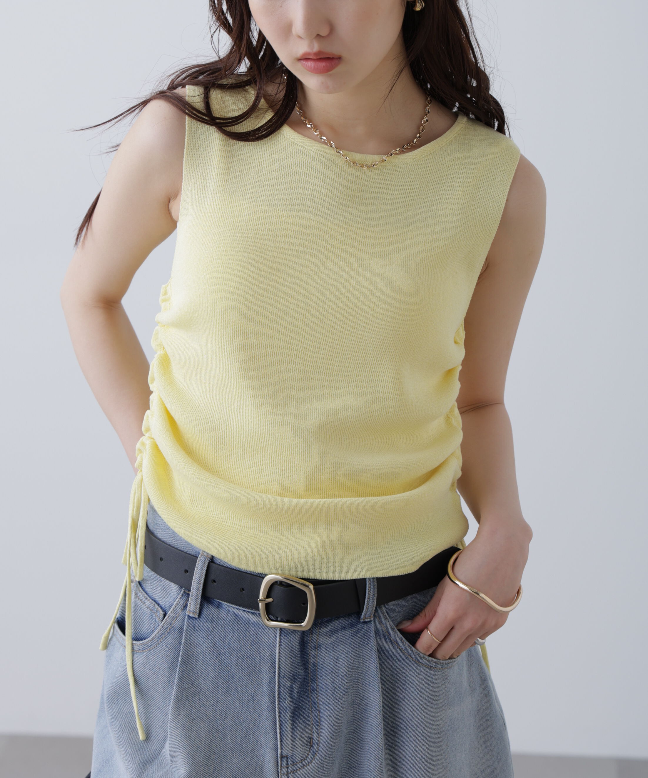  「サイドドロストノースリーブニット」|ニット・セーター|