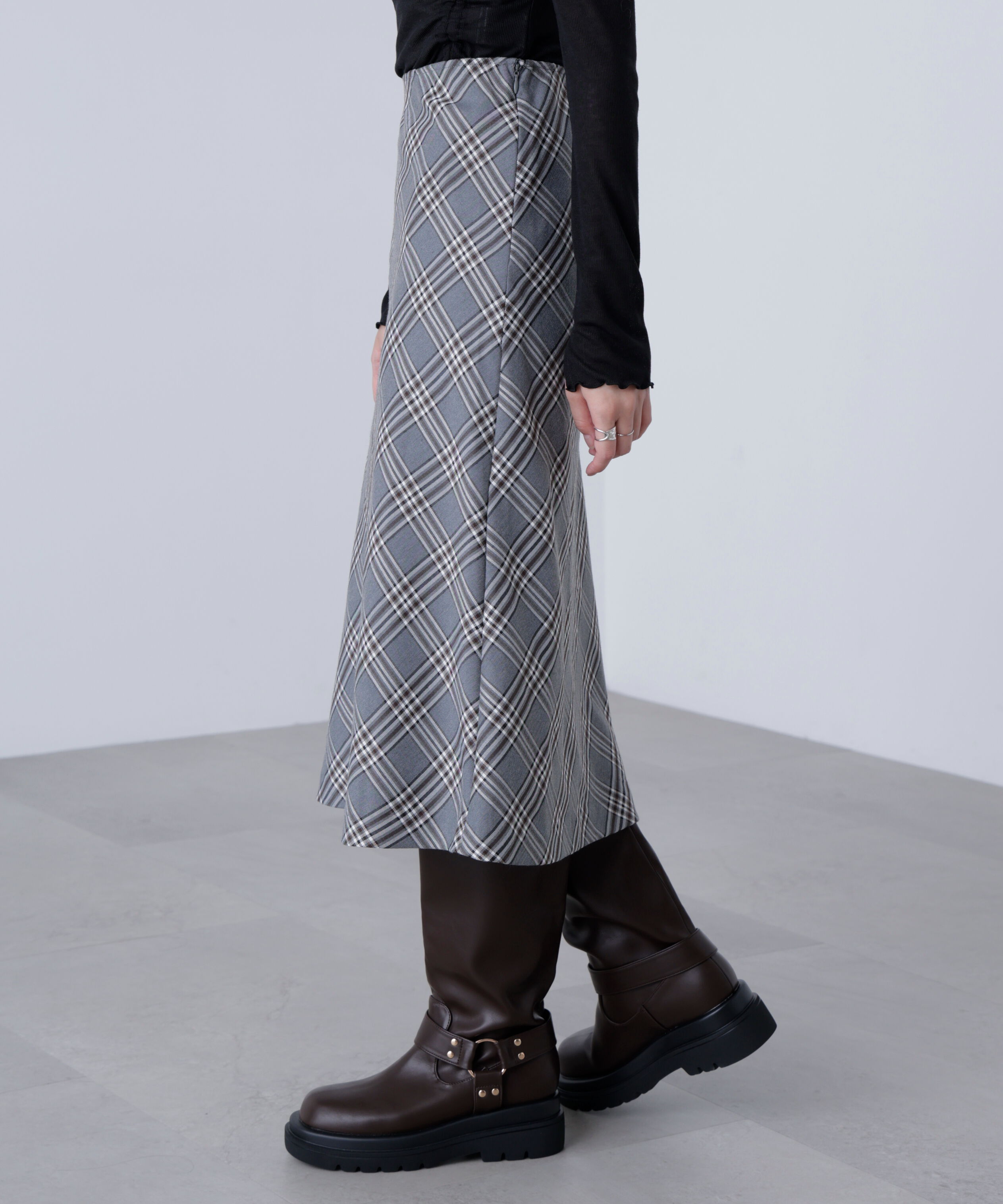  「バイアスミディチェックスカート」|スカート|