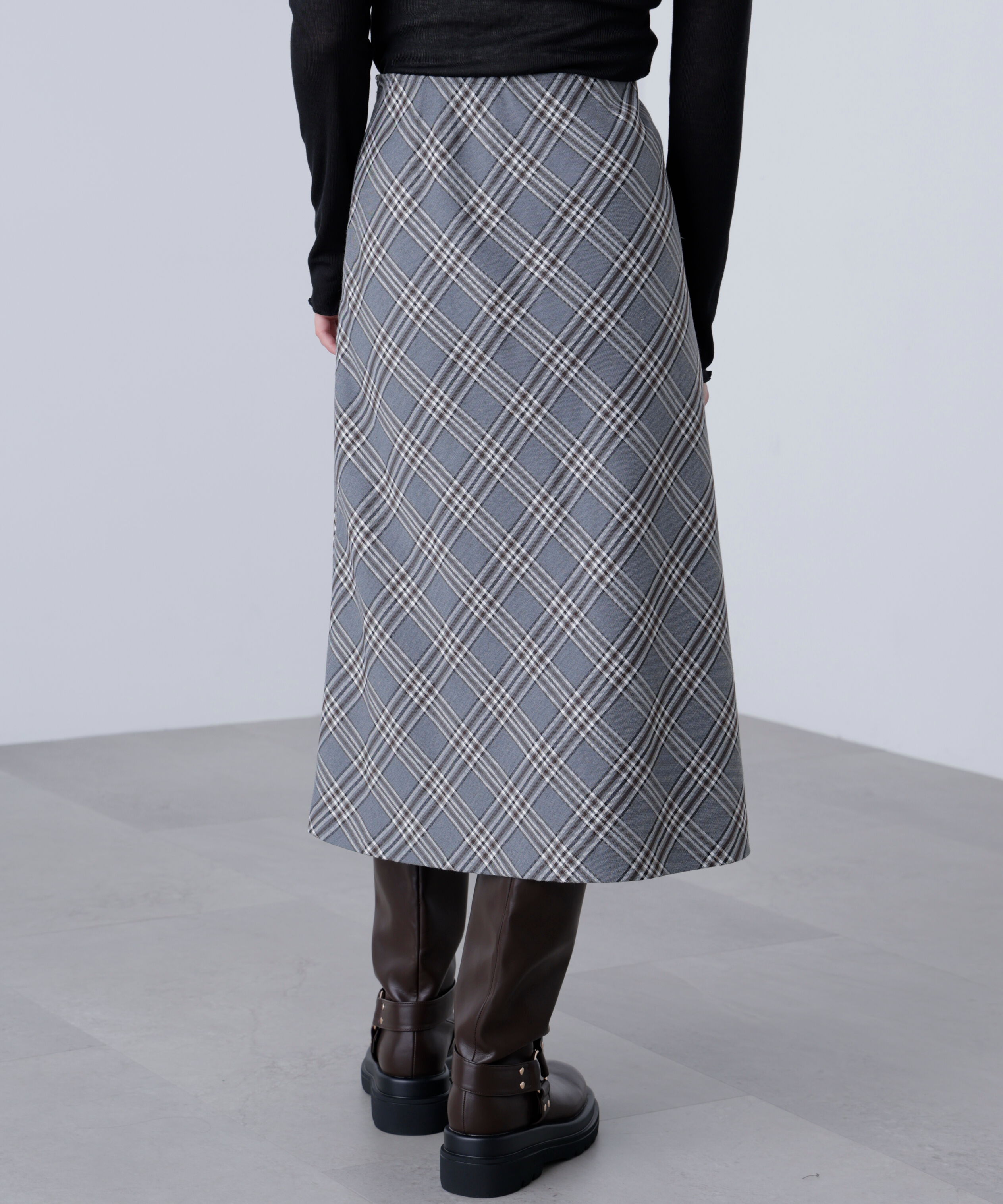  「バイアスミディチェックスカート」|スカート|