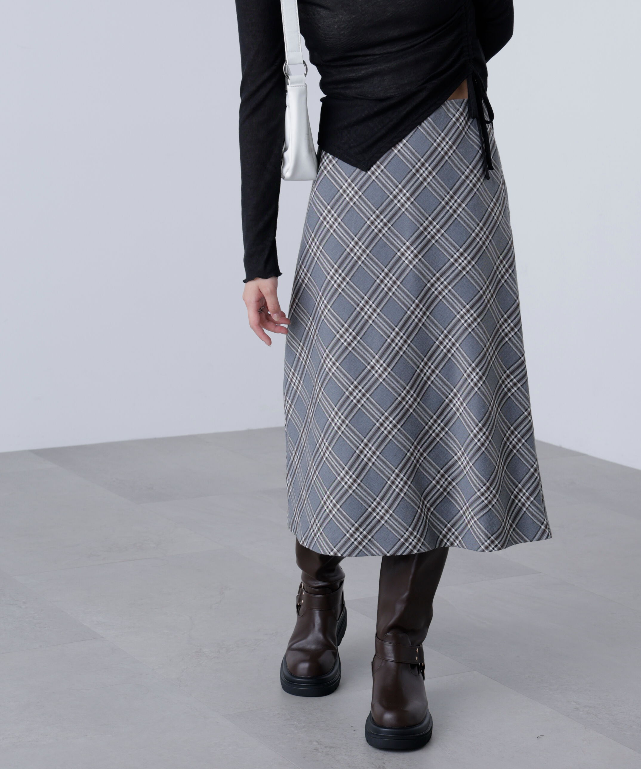 「バイアスミディチェックスカート」|スカート|