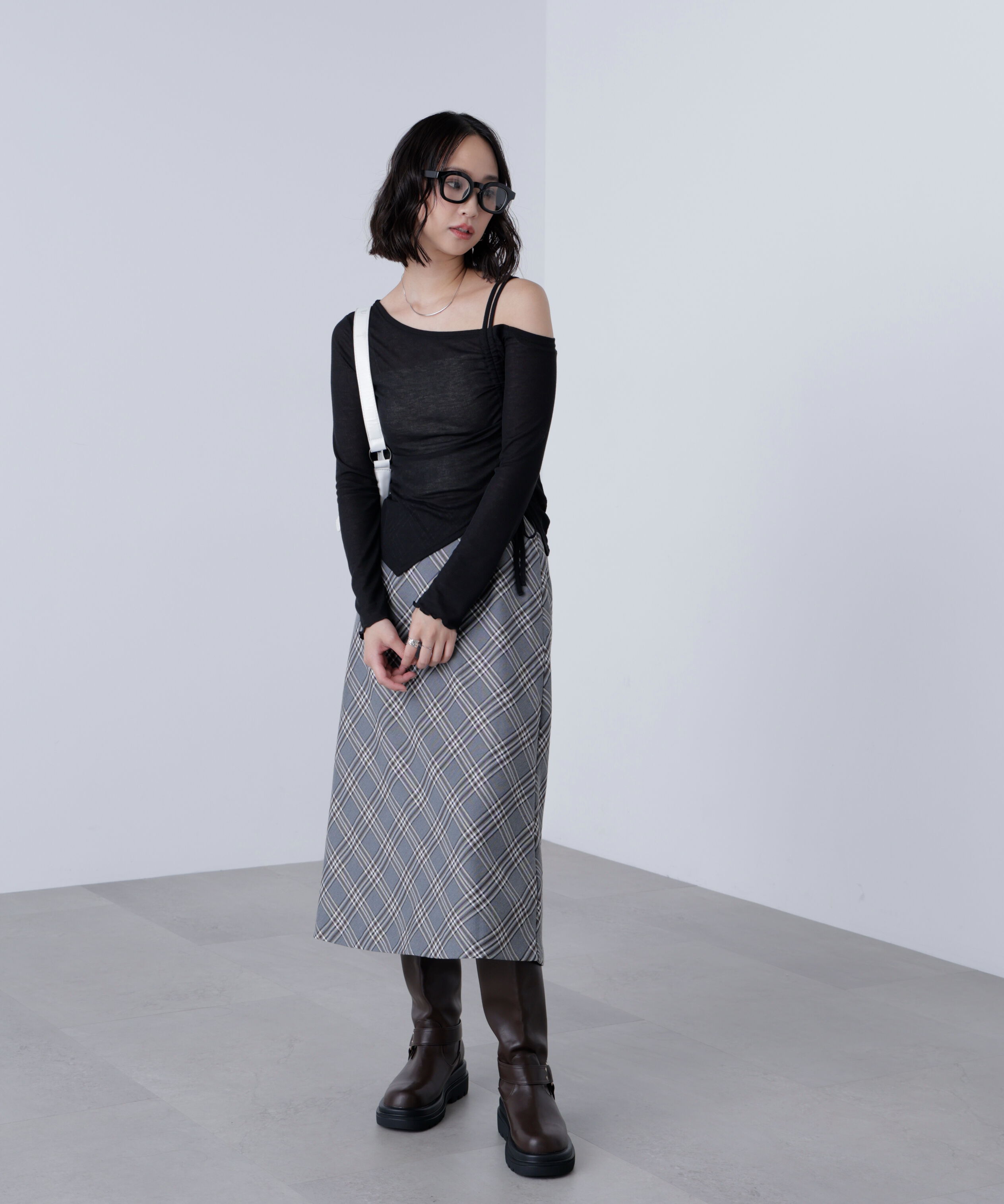  「バイアスミディチェックスカート」|スカート|