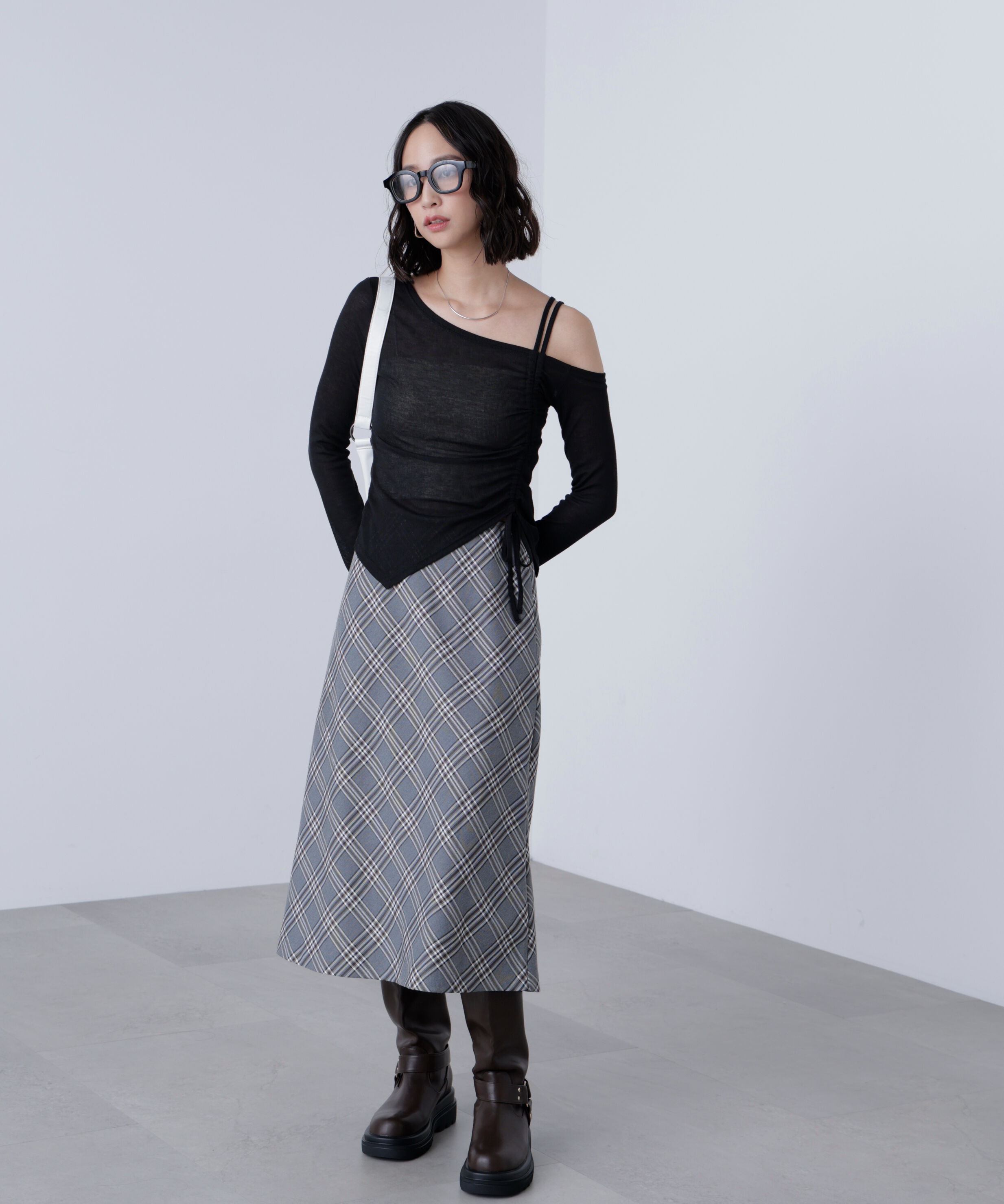  「バイアスミディチェックスカート」|スカート|