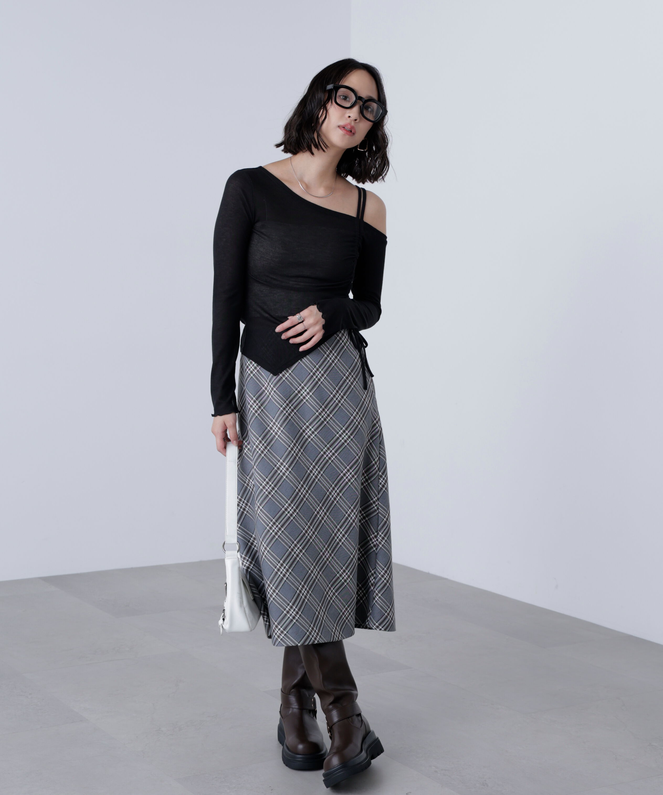  「バイアスミディチェックスカート」|スカート|