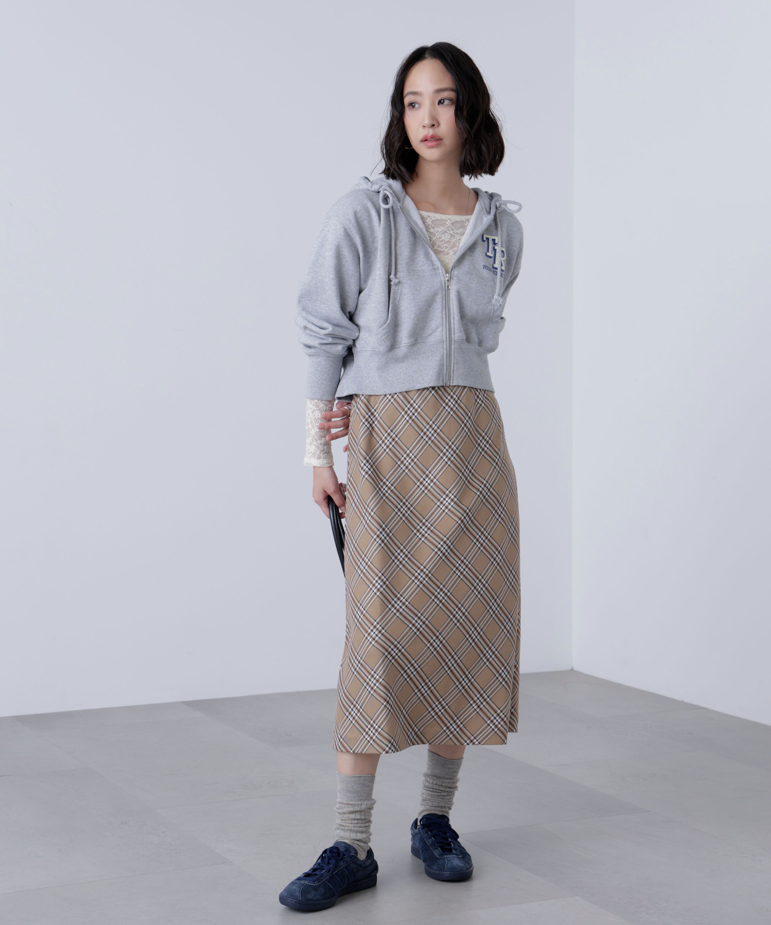  「バイアスミディチェックスカート」|スカート|