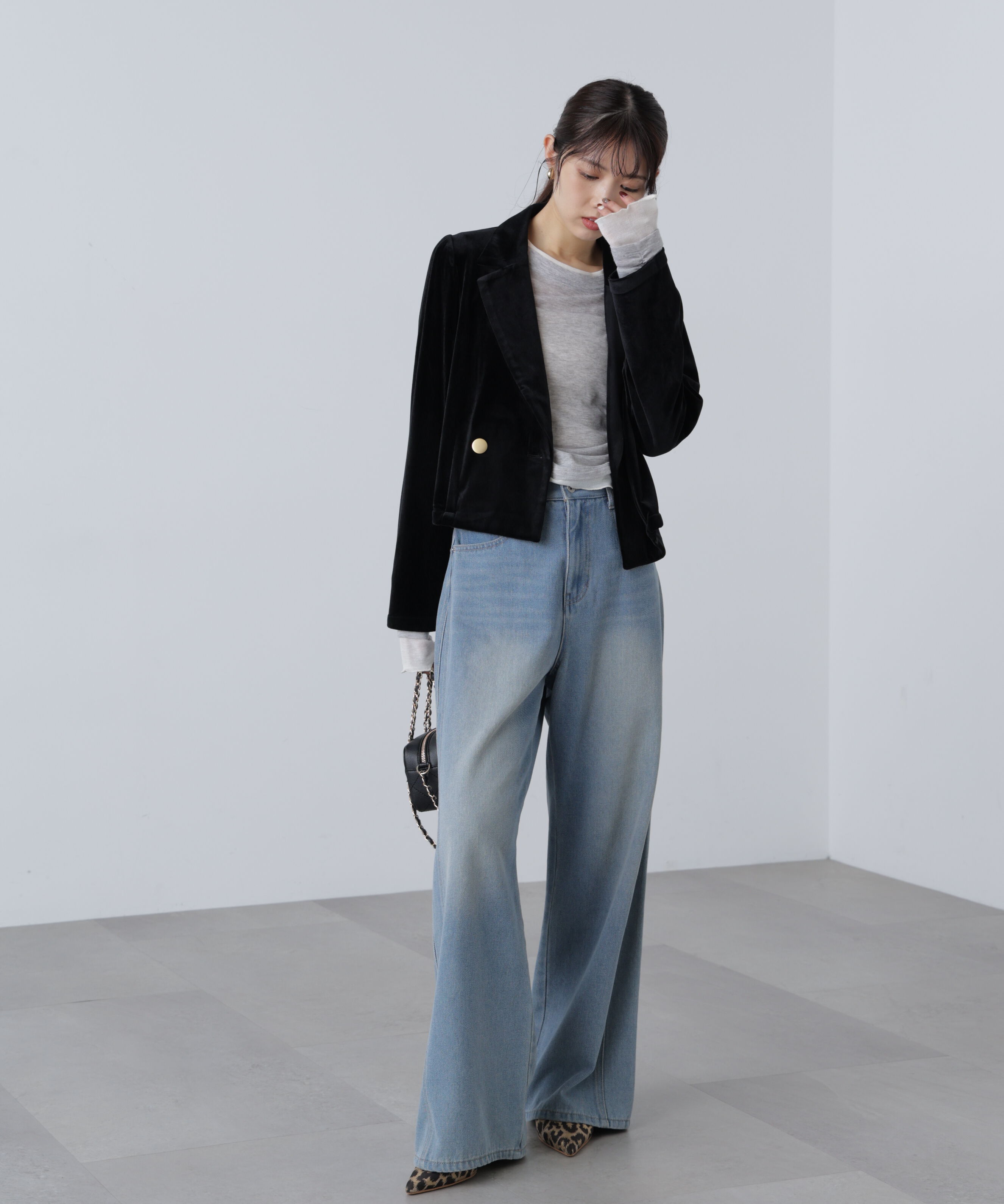  「金ボタンベロアクロップドジャケット」|その他|