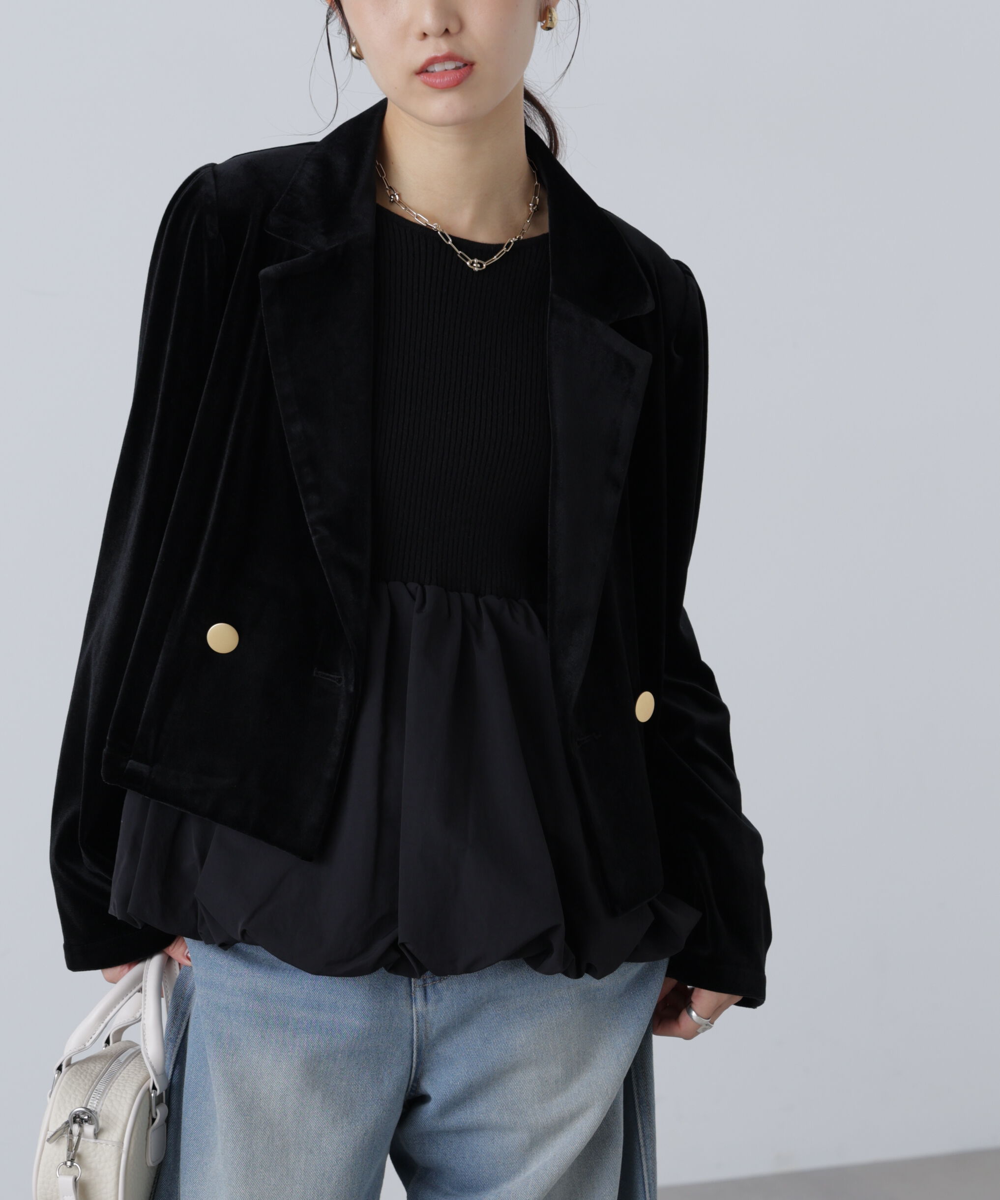  「金ボタンベロアクロップドジャケット」|その他|