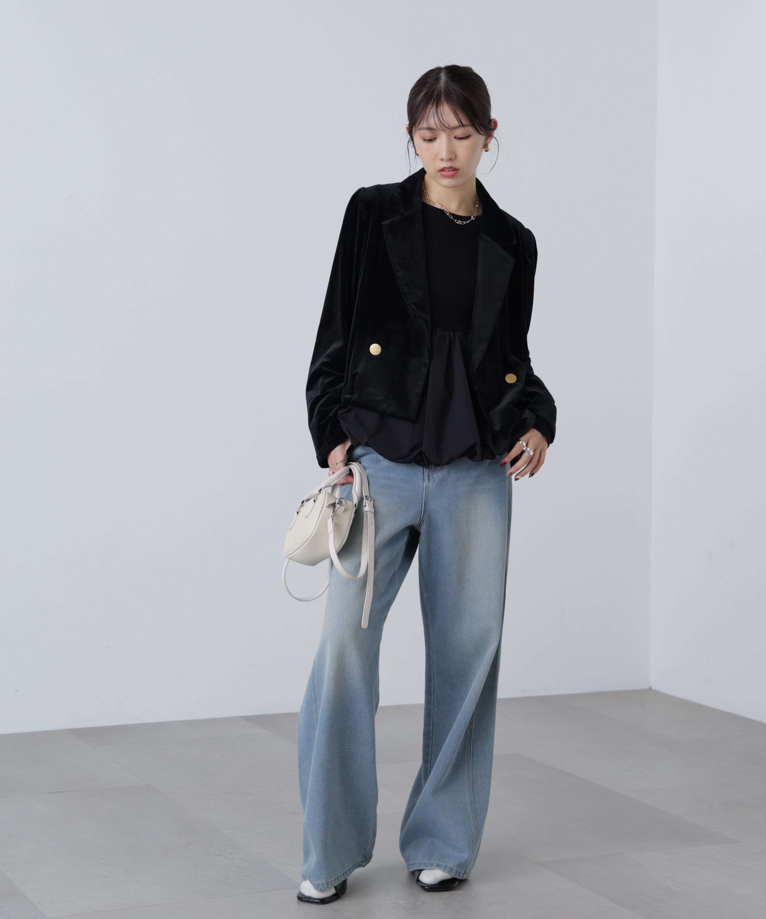  「金ボタンベロアクロップドジャケット」|その他|