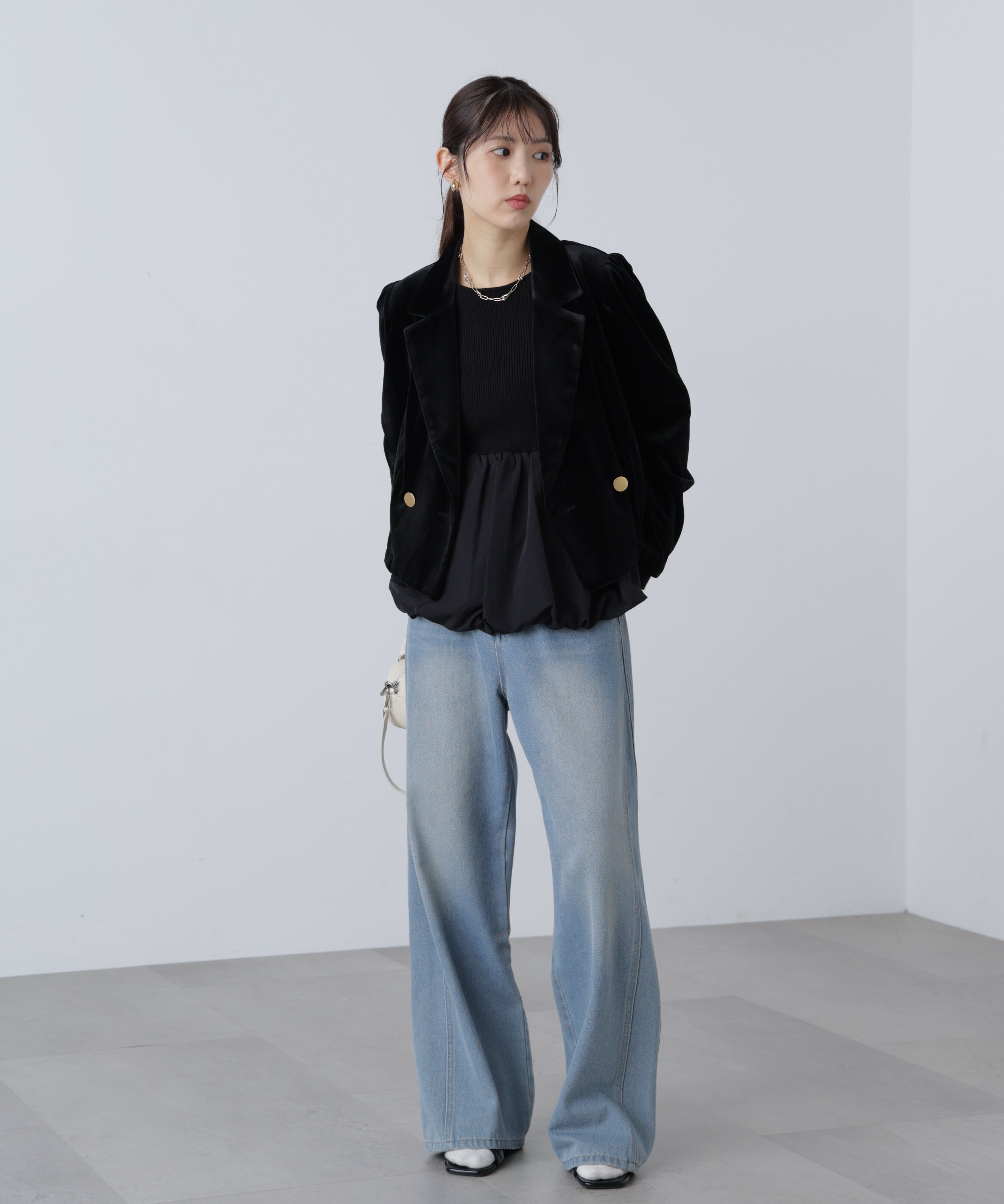  「金ボタンベロアクロップドジャケット」|その他|