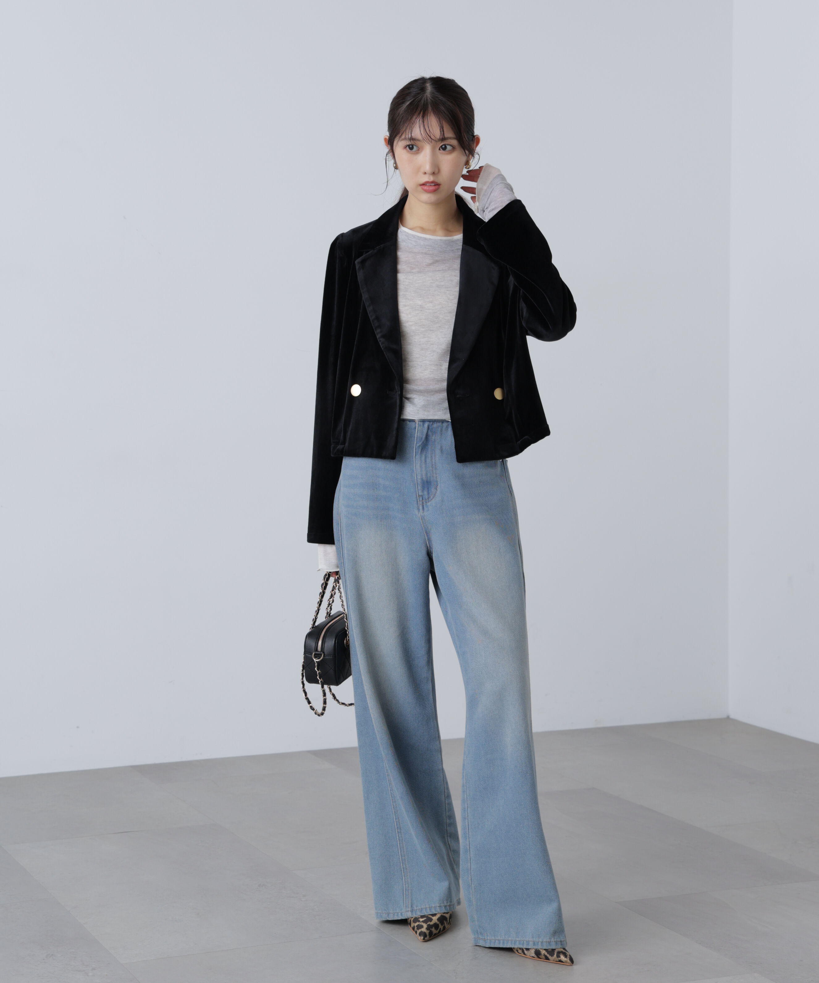  「金ボタンベロアクロップドジャケット」|その他|