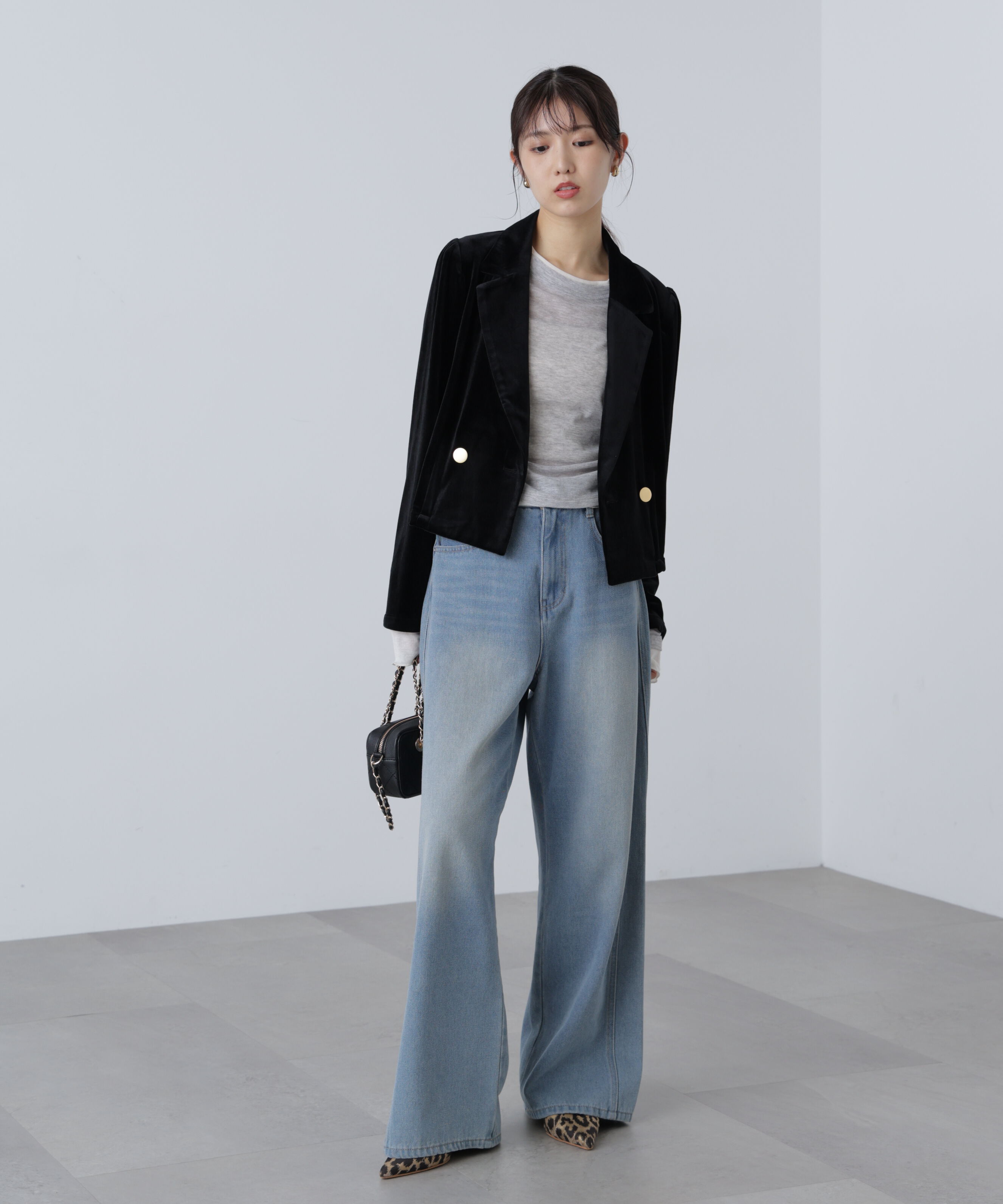  「金ボタンベロアクロップドジャケット」|その他|