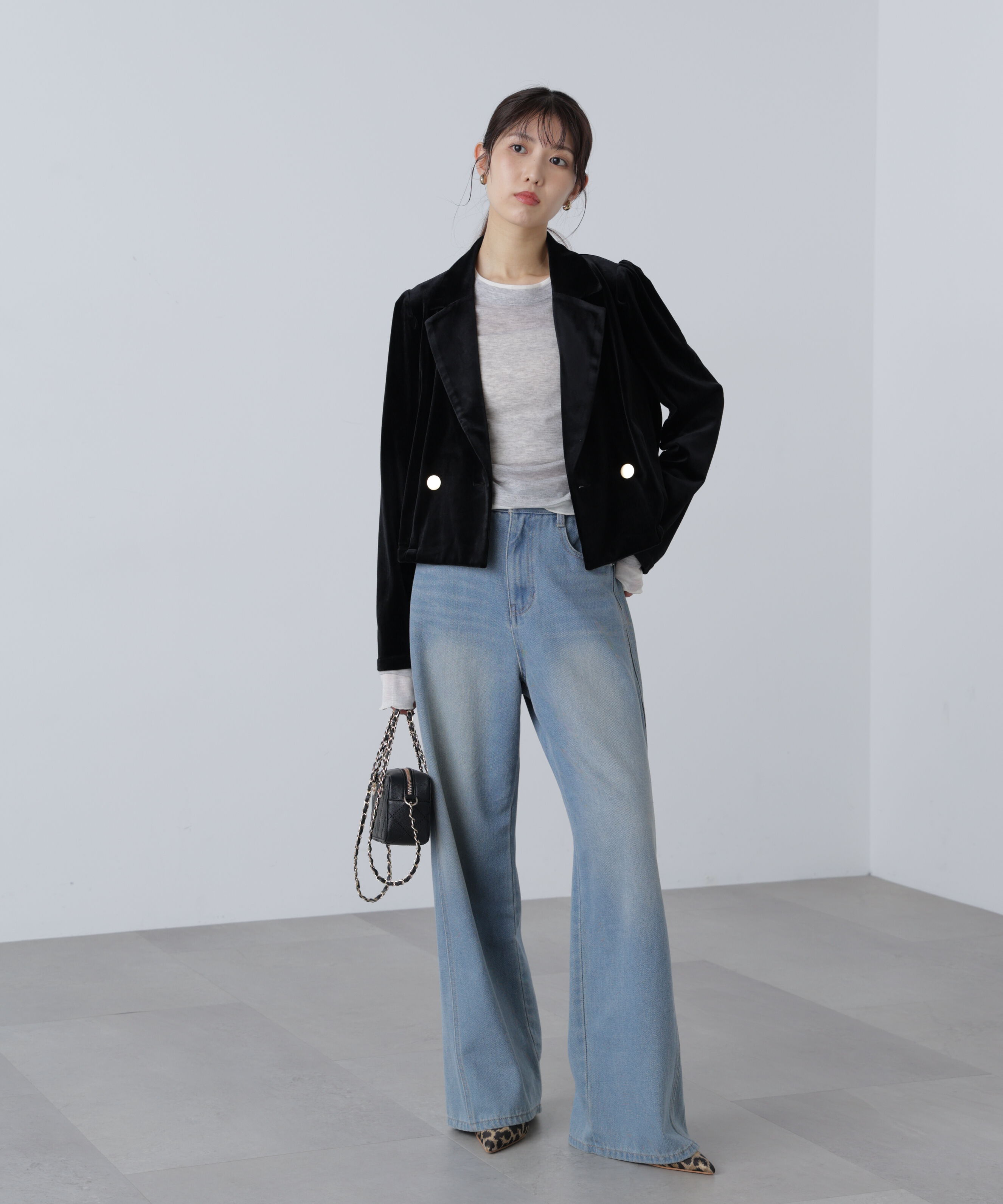  「金ボタンベロアクロップドジャケット」|その他|