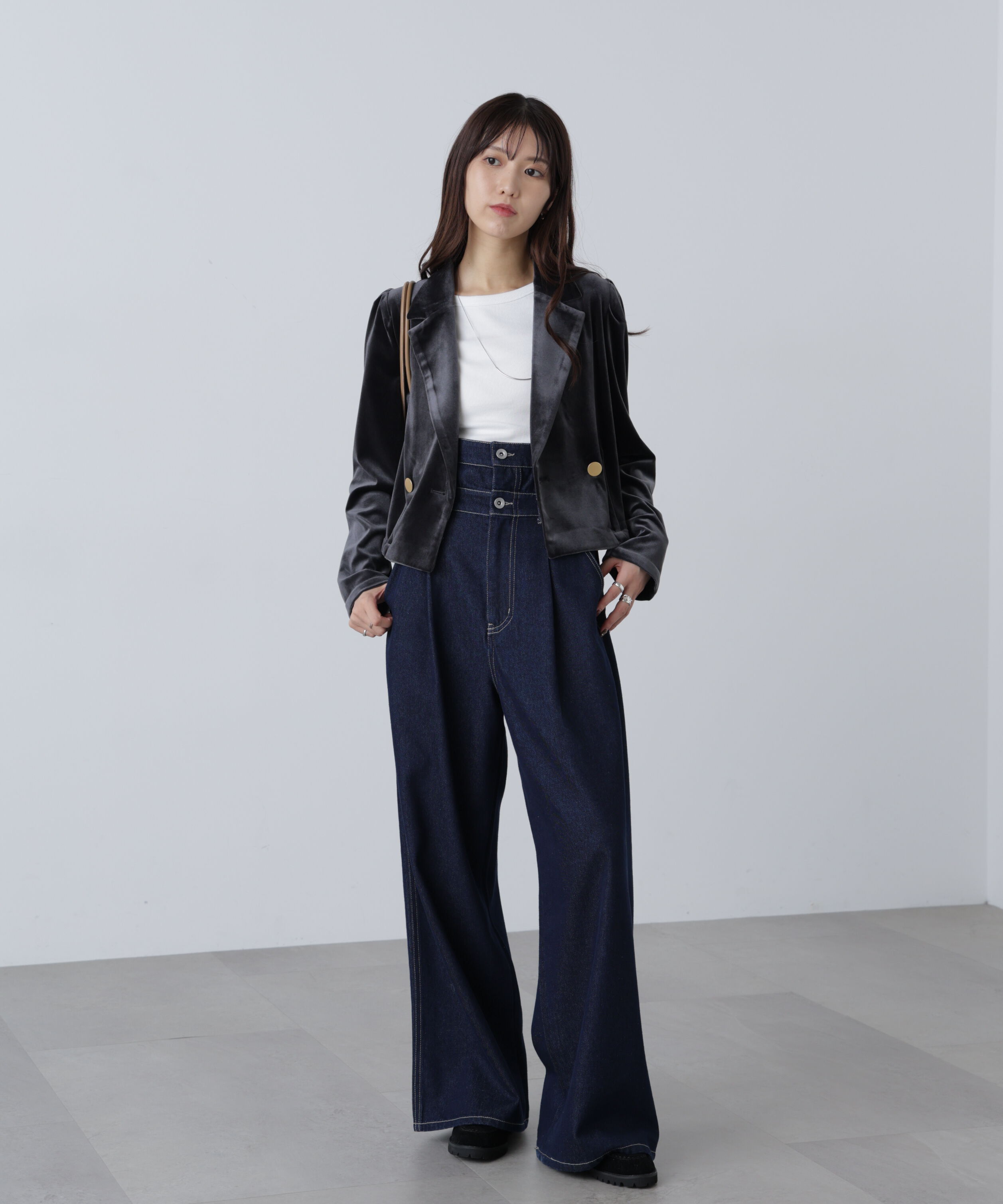  「金ボタンベロアクロップドジャケット」|その他|