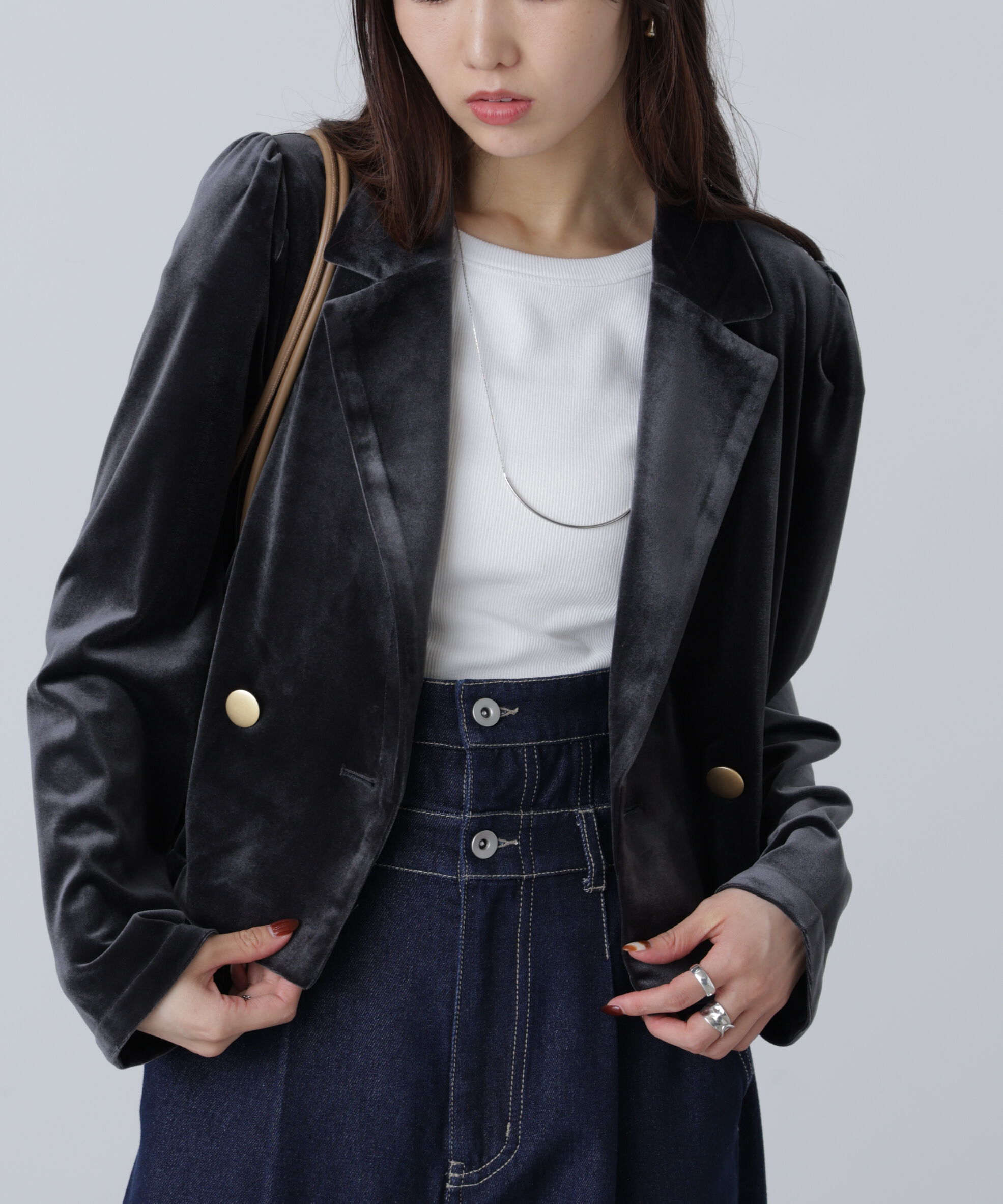  「金ボタンベロアクロップドジャケット」|その他|