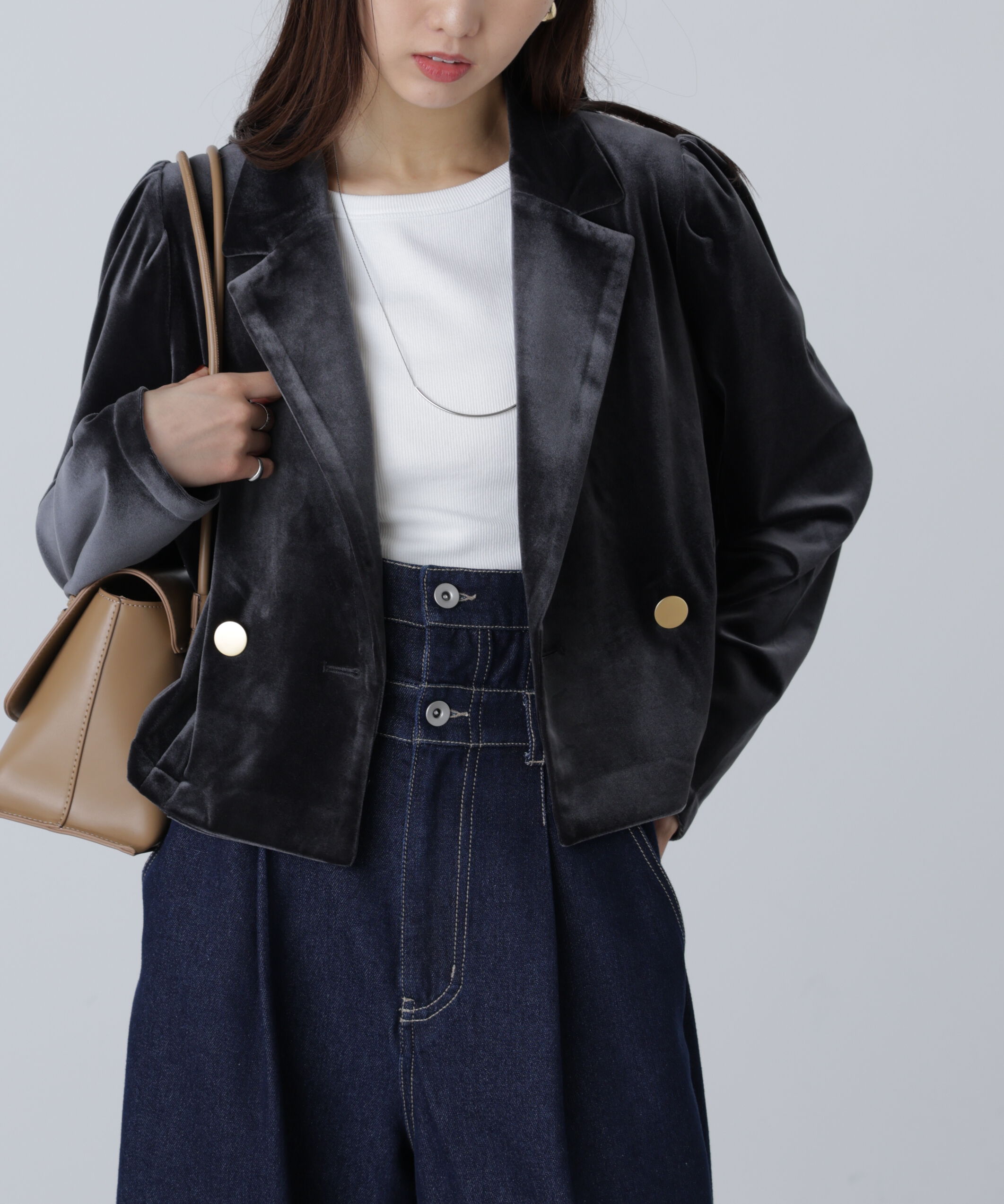  「金ボタンベロアクロップドジャケット」|その他|