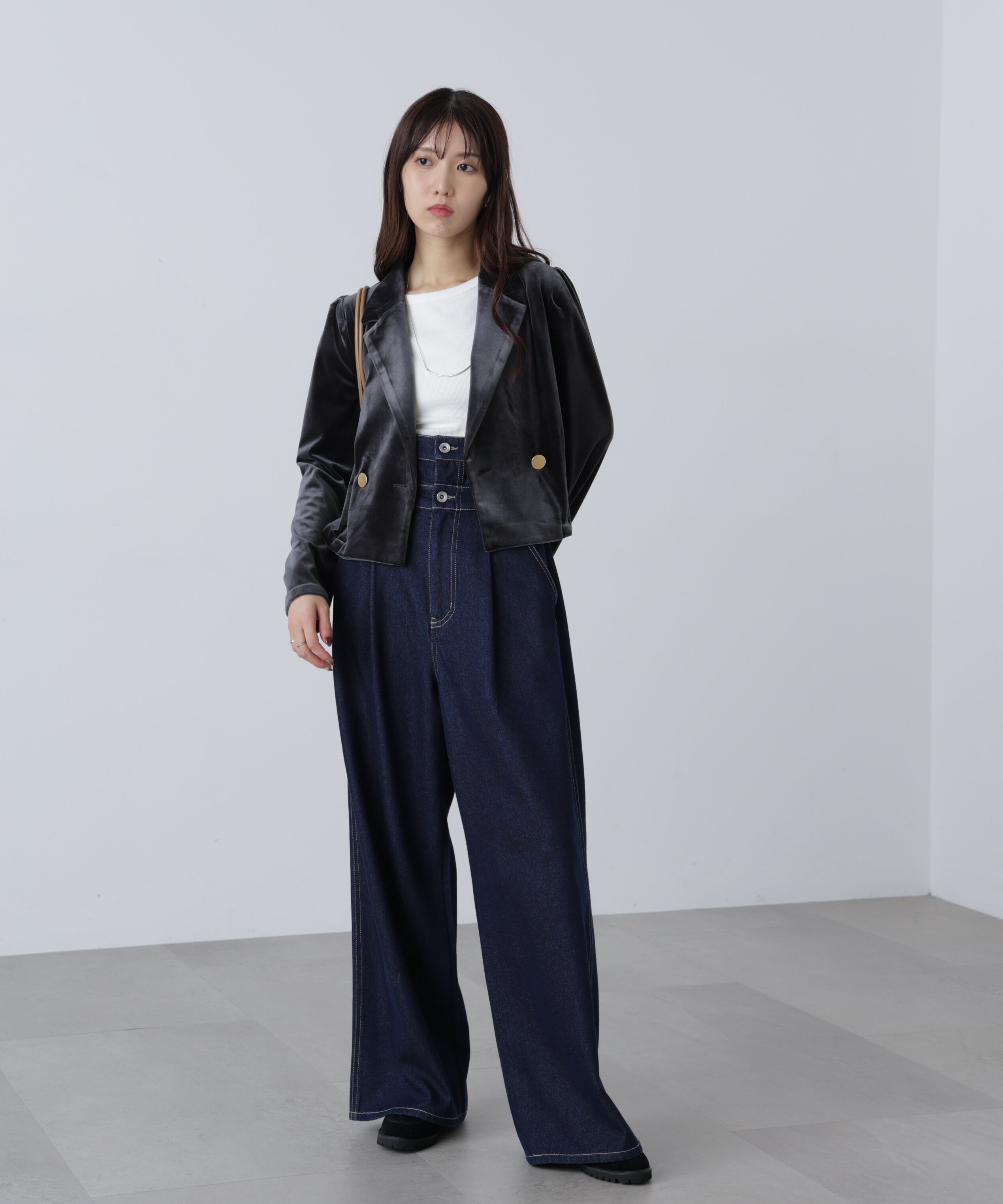  「金ボタンベロアクロップドジャケット」|その他|