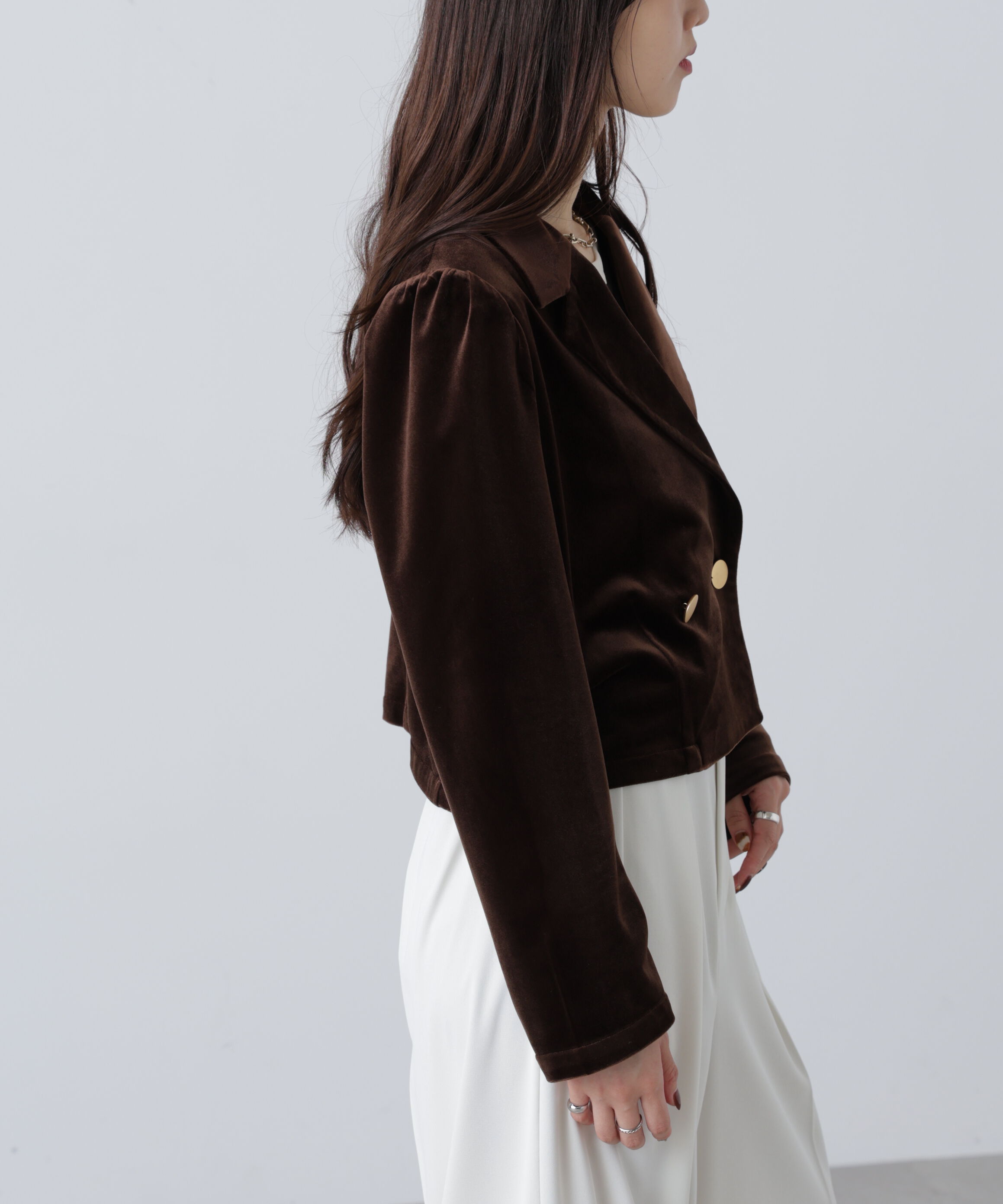  「金ボタンベロアクロップドジャケット」|その他|