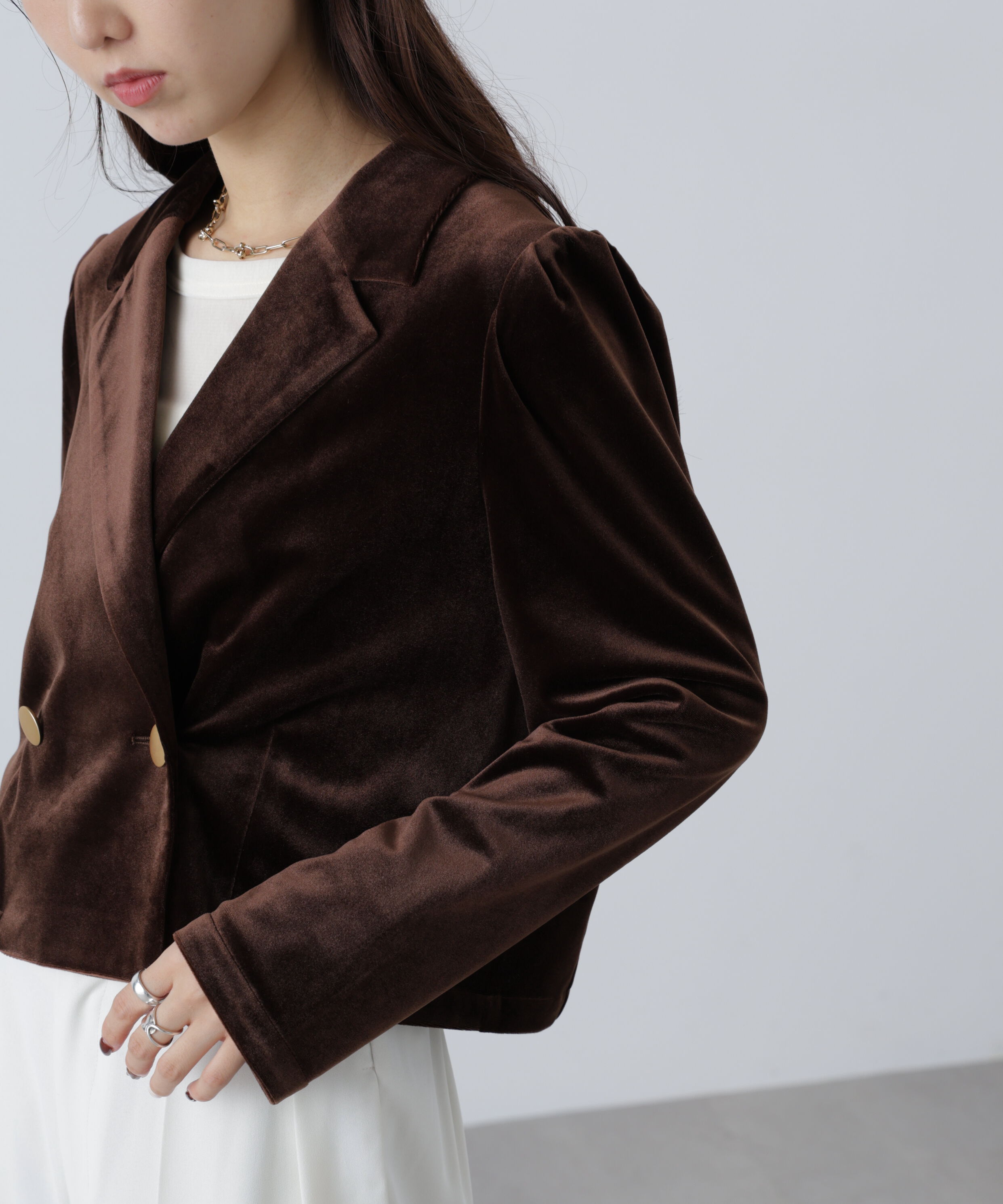  「金ボタンベロアクロップドジャケット」|その他|