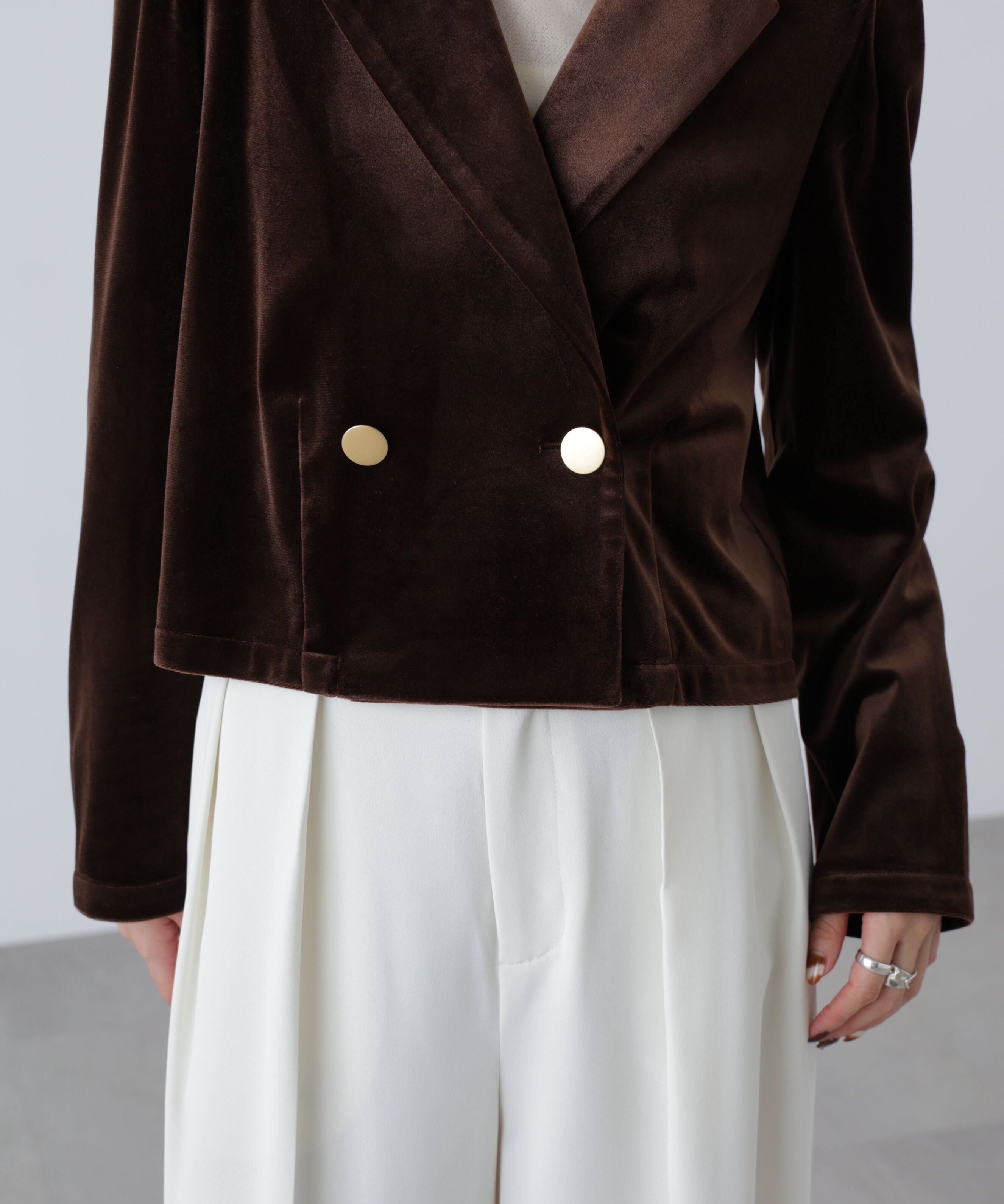  「金ボタンベロアクロップドジャケット」|その他|