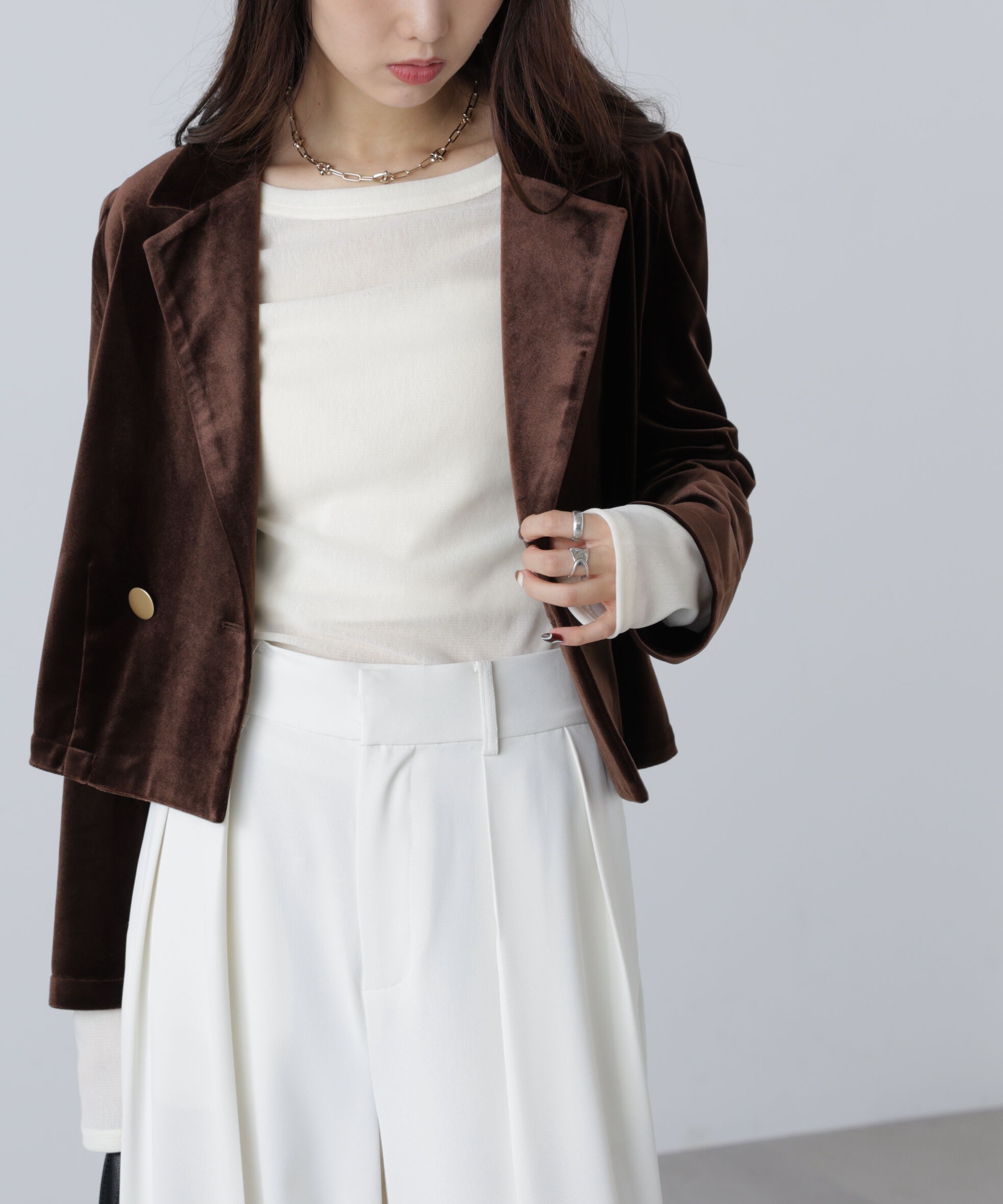  「金ボタンベロアクロップドジャケット」|その他|