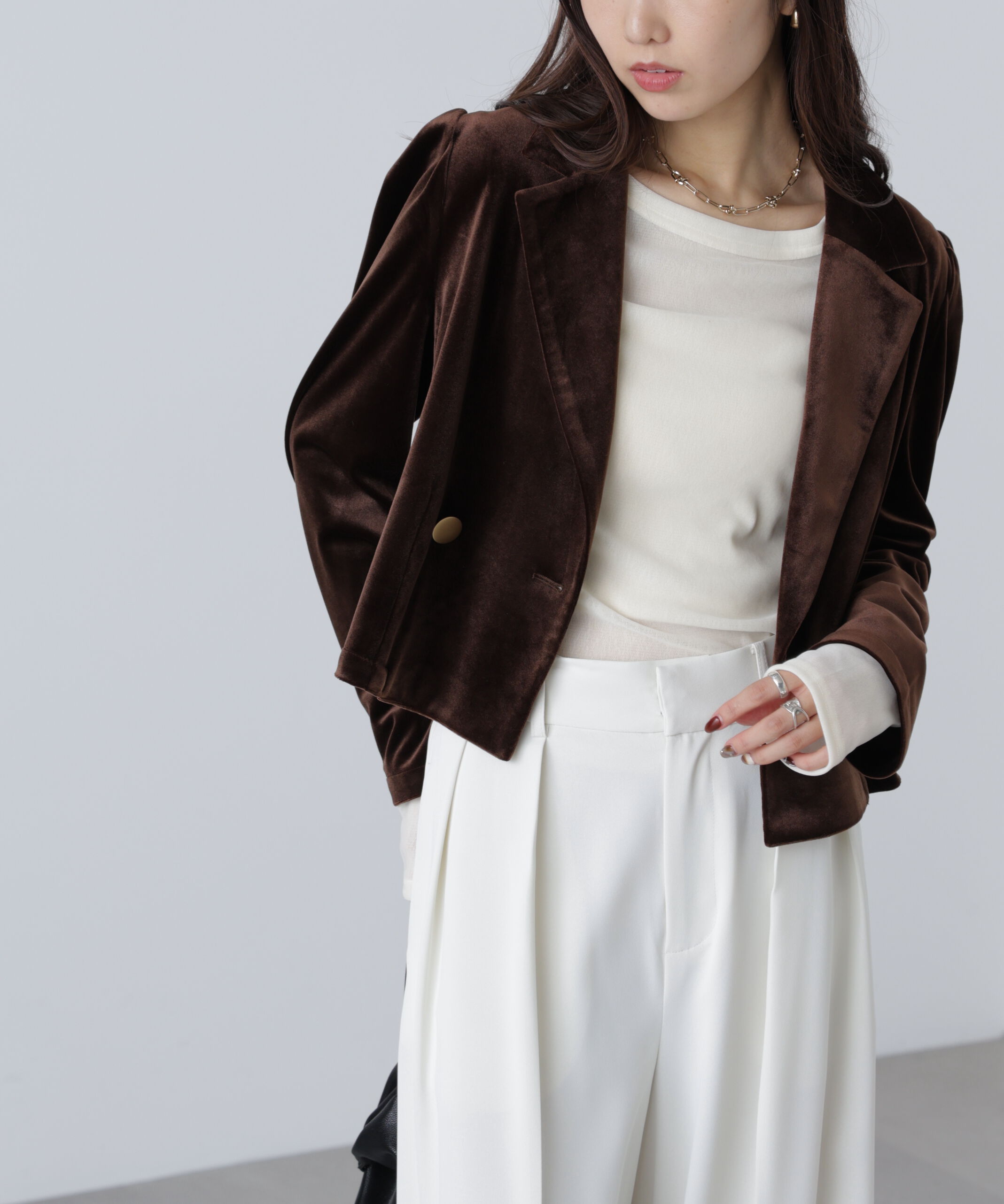  「金ボタンベロアクロップドジャケット」|その他|