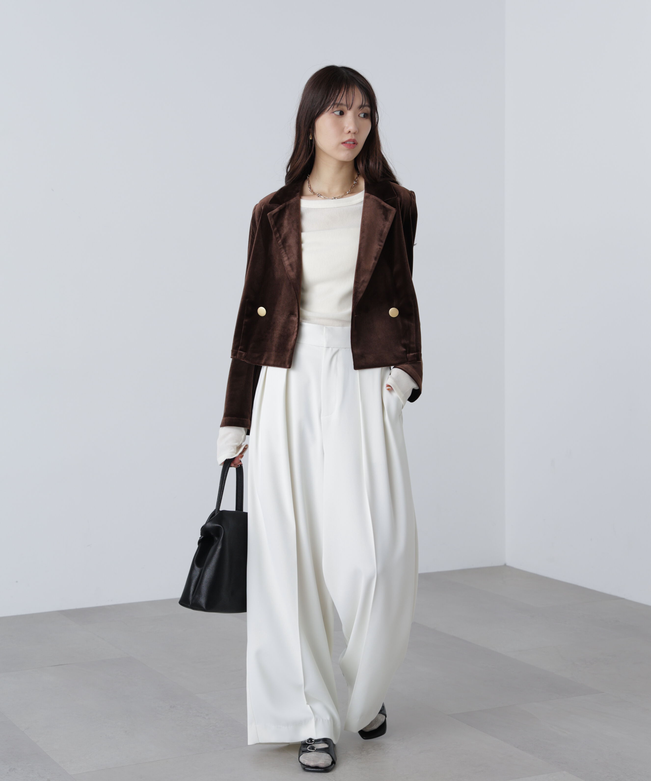  「金ボタンベロアクロップドジャケット」|その他|