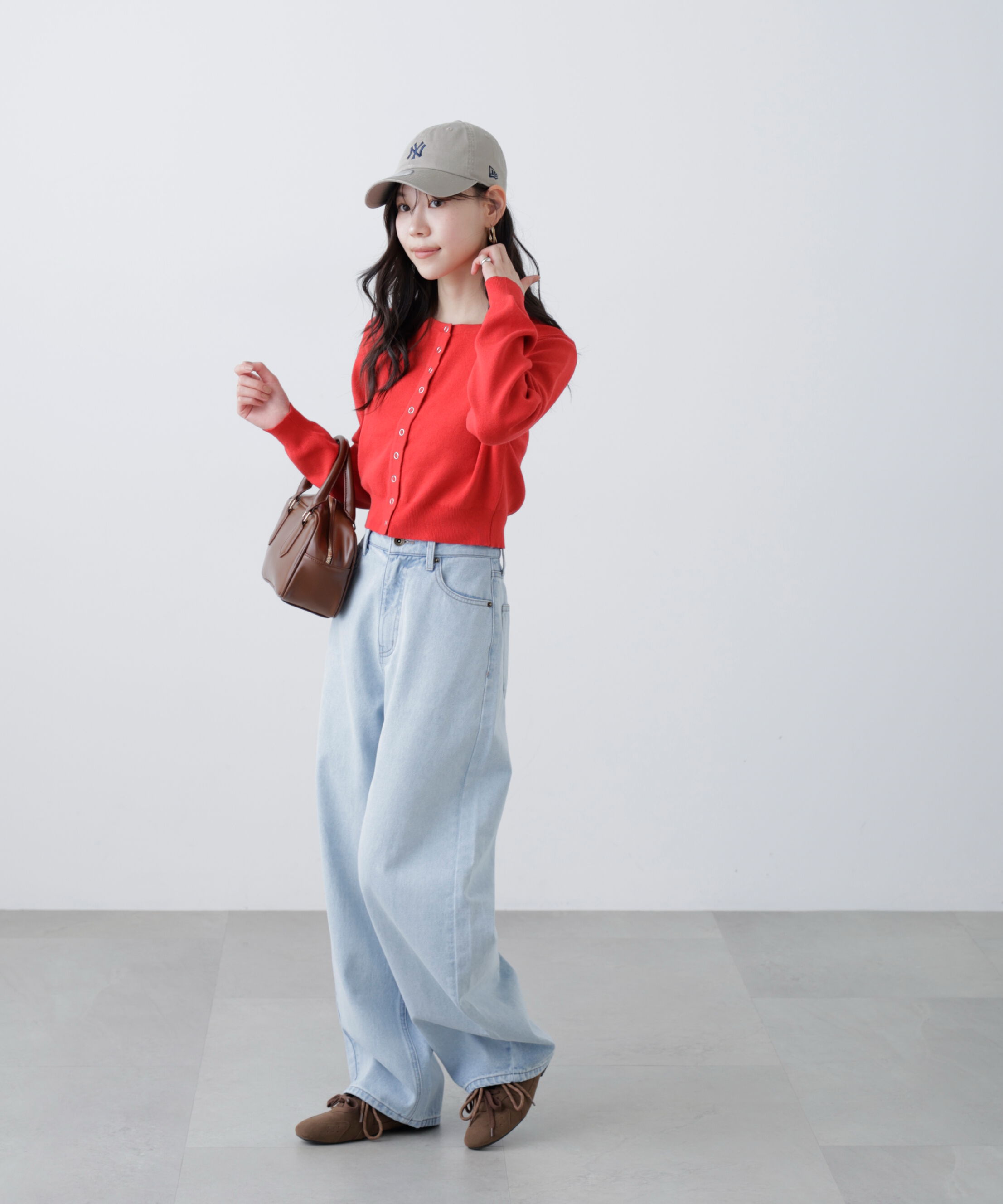  「リングドットボタンクルーネックニットカーディガン」|ニット・セーター|